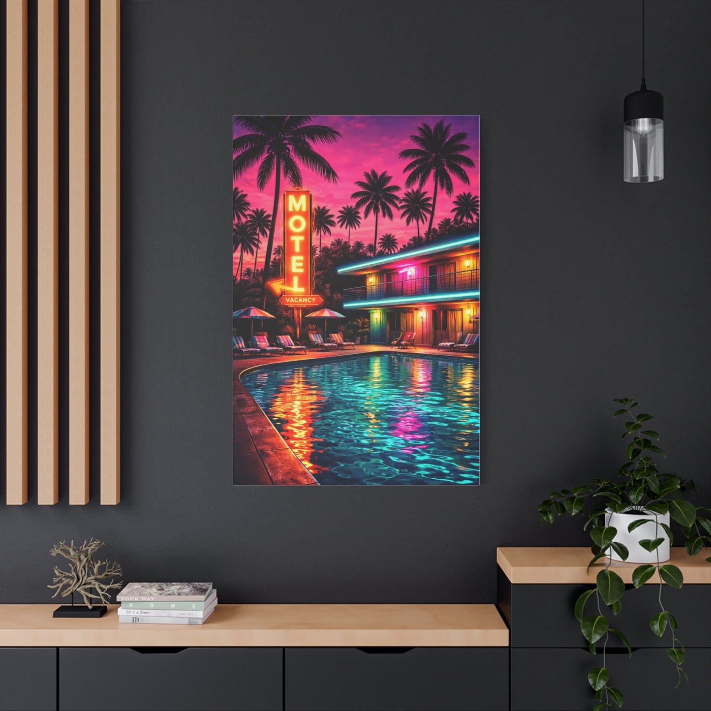 Surreal Pop-Art Motel Night Scene Wall Art & Canvas Print