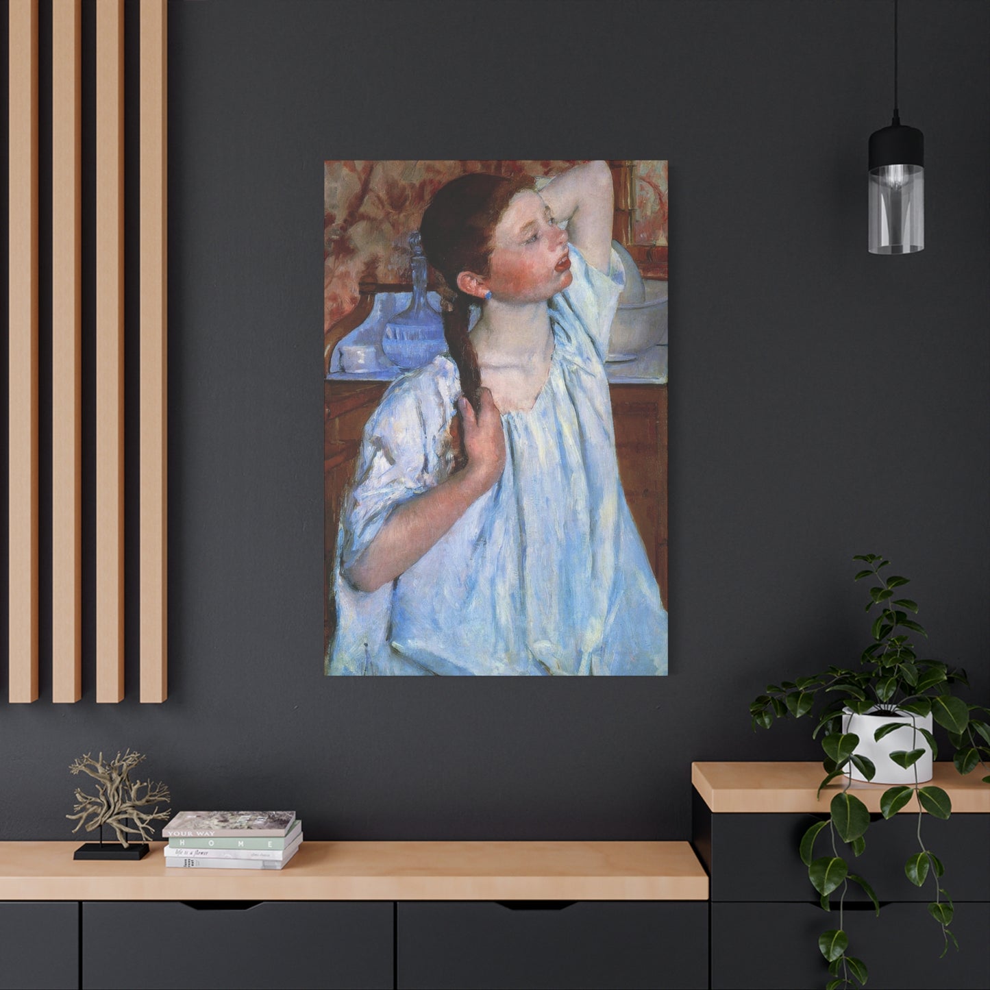 Girl Arraigning Her Hair Impression Wall Art & Canvas Prints