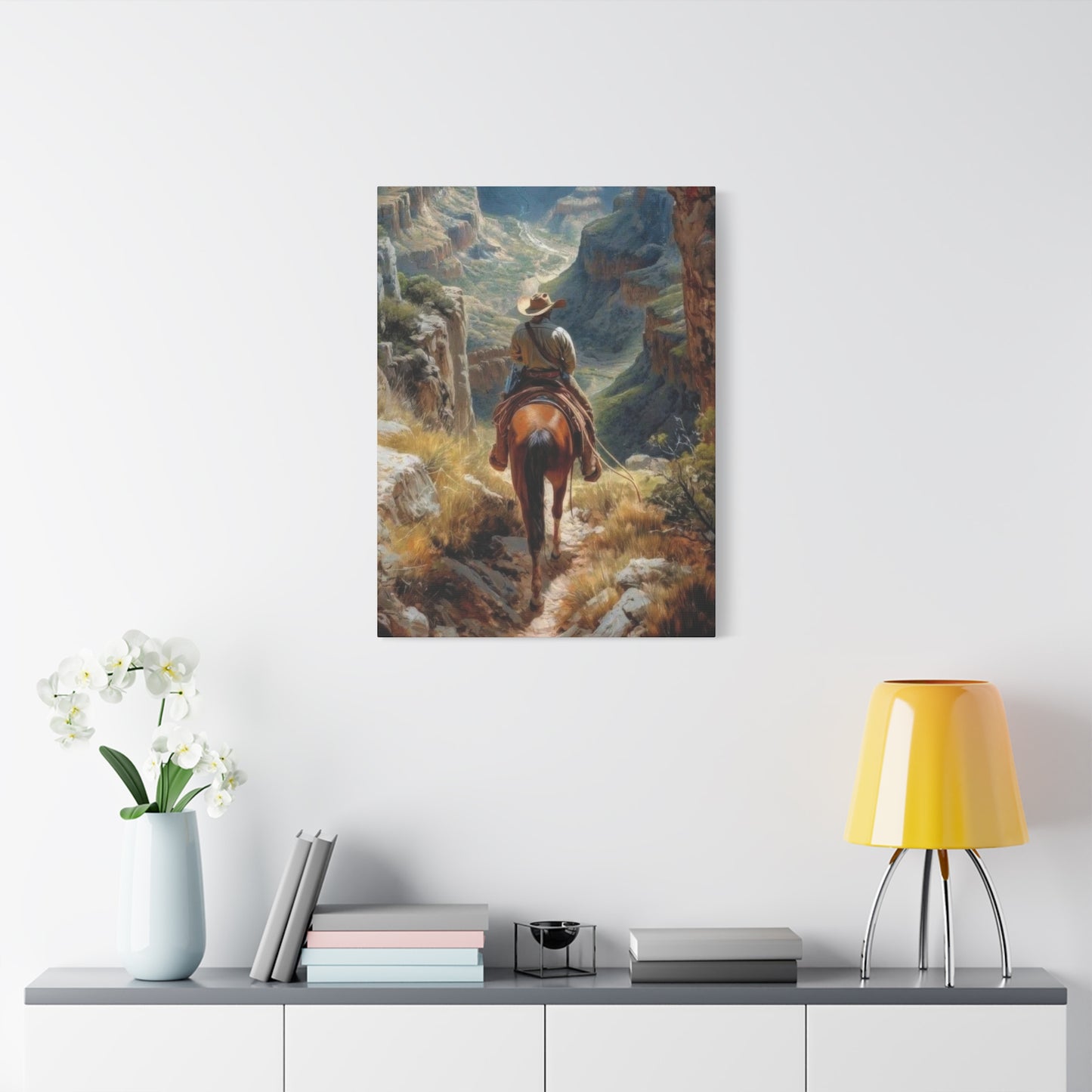 Cowboy Looking At Valley Wall Art & Canvas Prints
