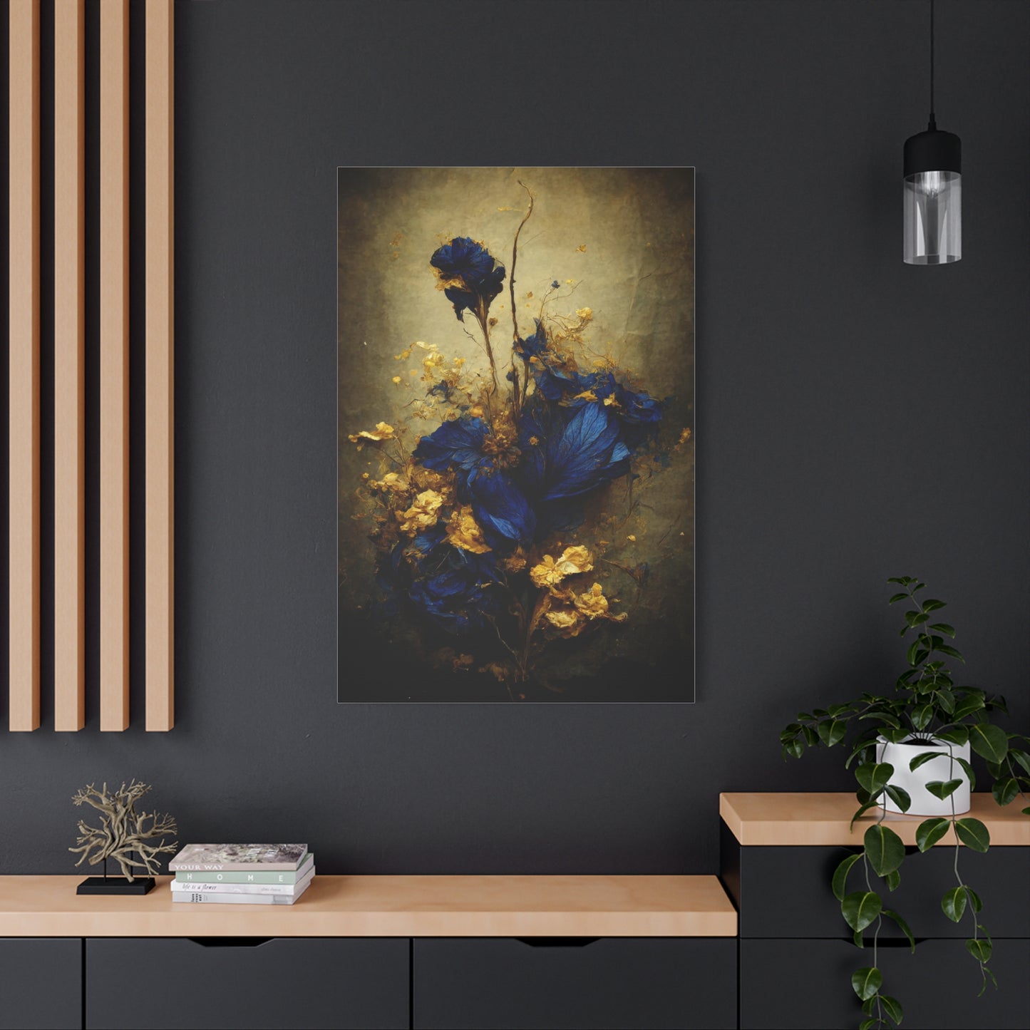 Blue and Gold Bouquet Wall Art & Canvas Prints