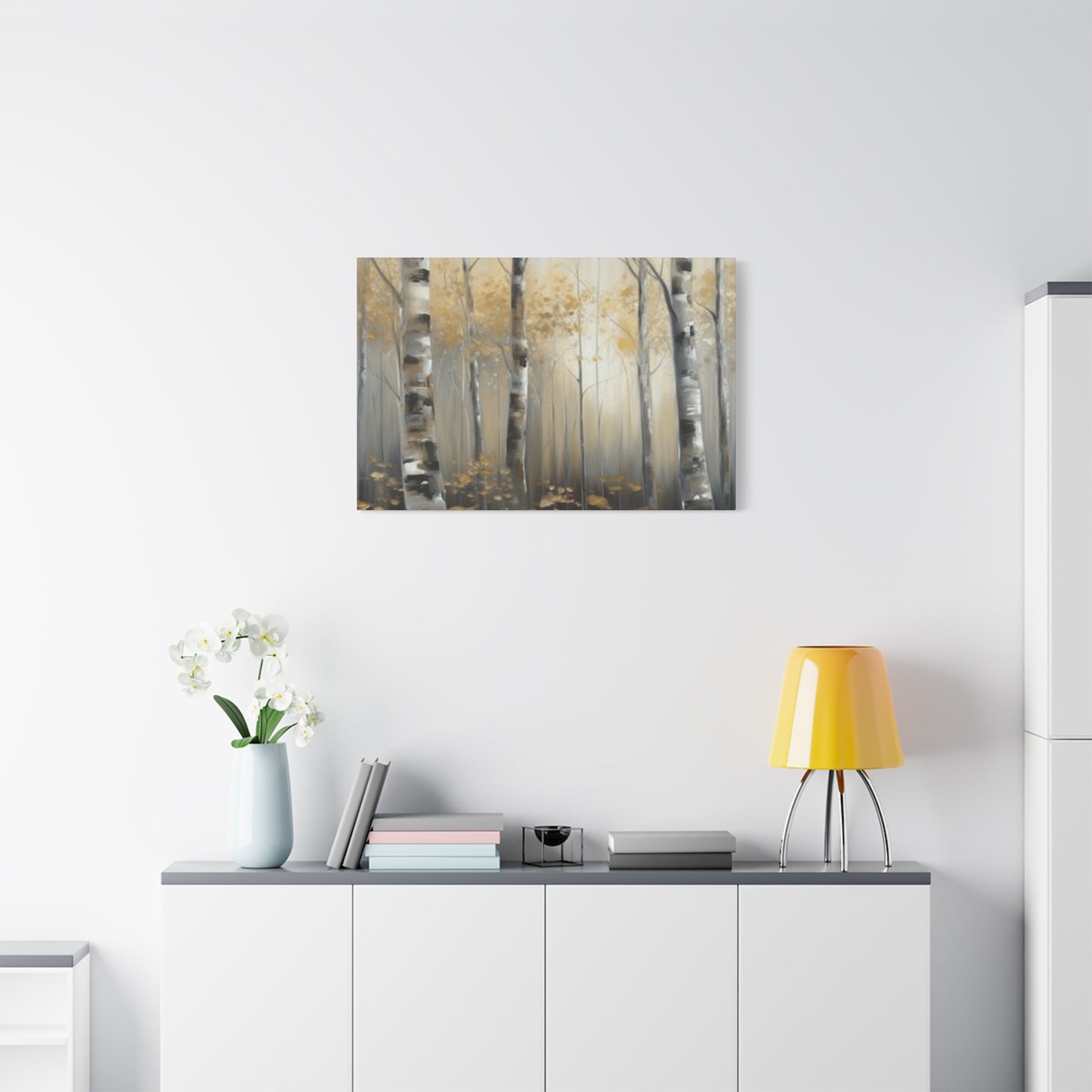 Dusky Birch Trees Painting Wall Art & Canvas Prints