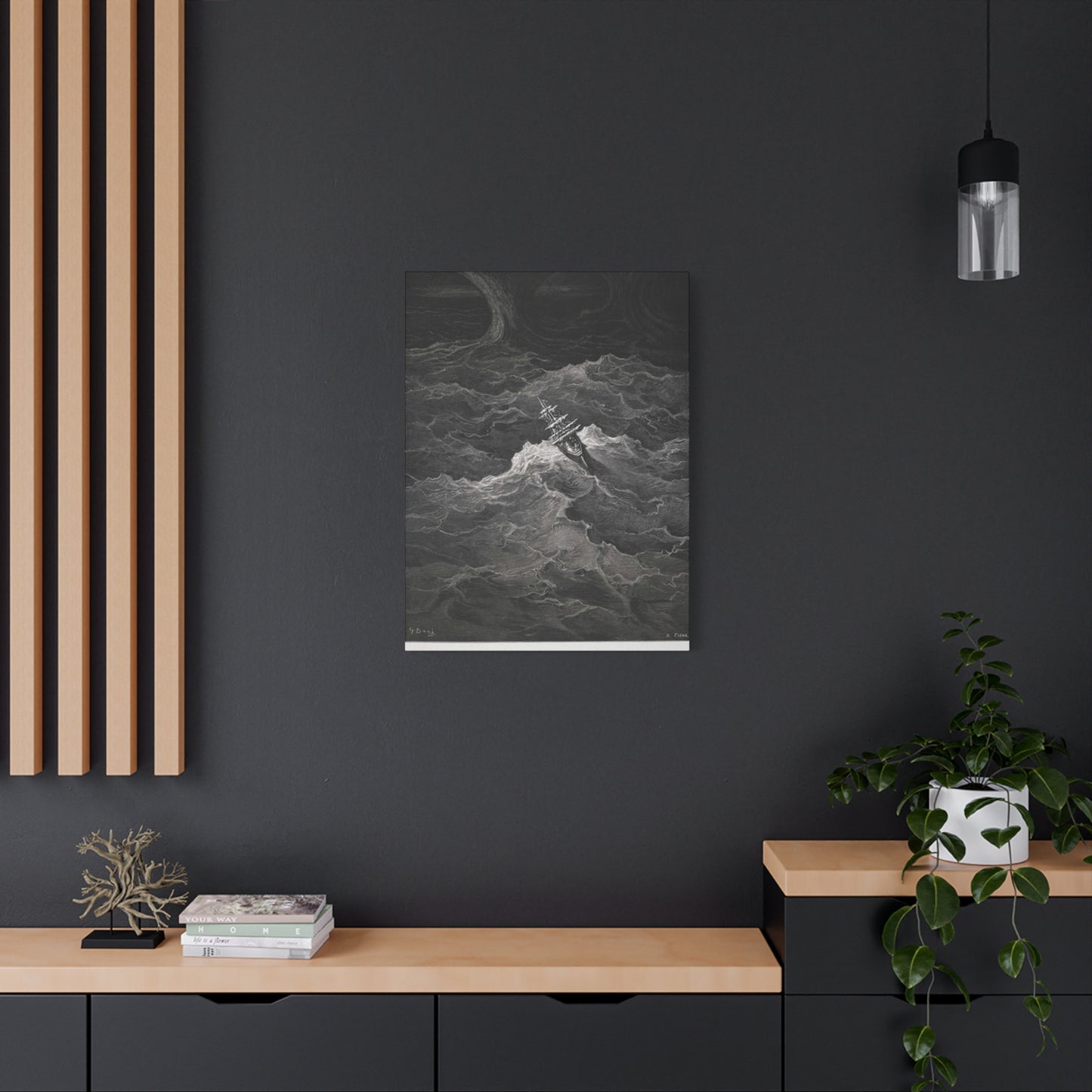 Sailing Ship In Dark Drawing Wall Art & Canvas Prints