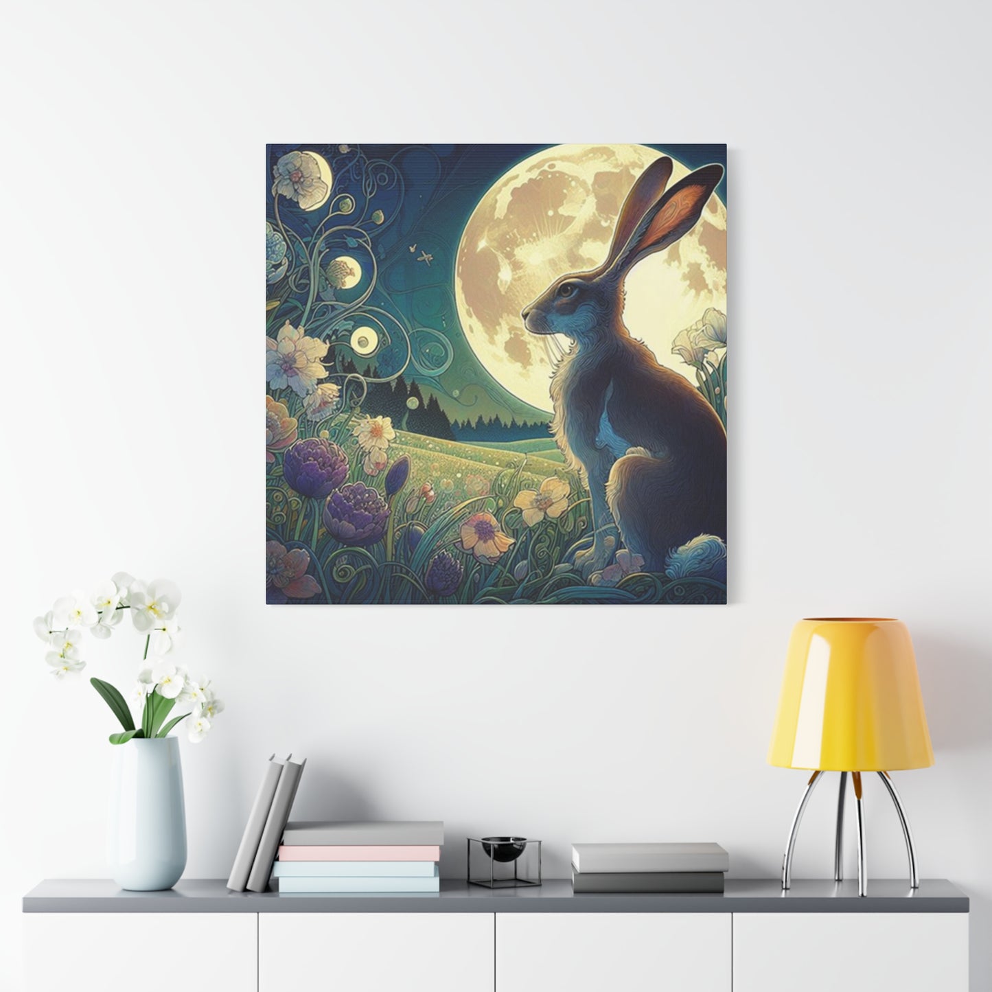 Full Moon And The Rabbit Wall Art & Canvas Prints