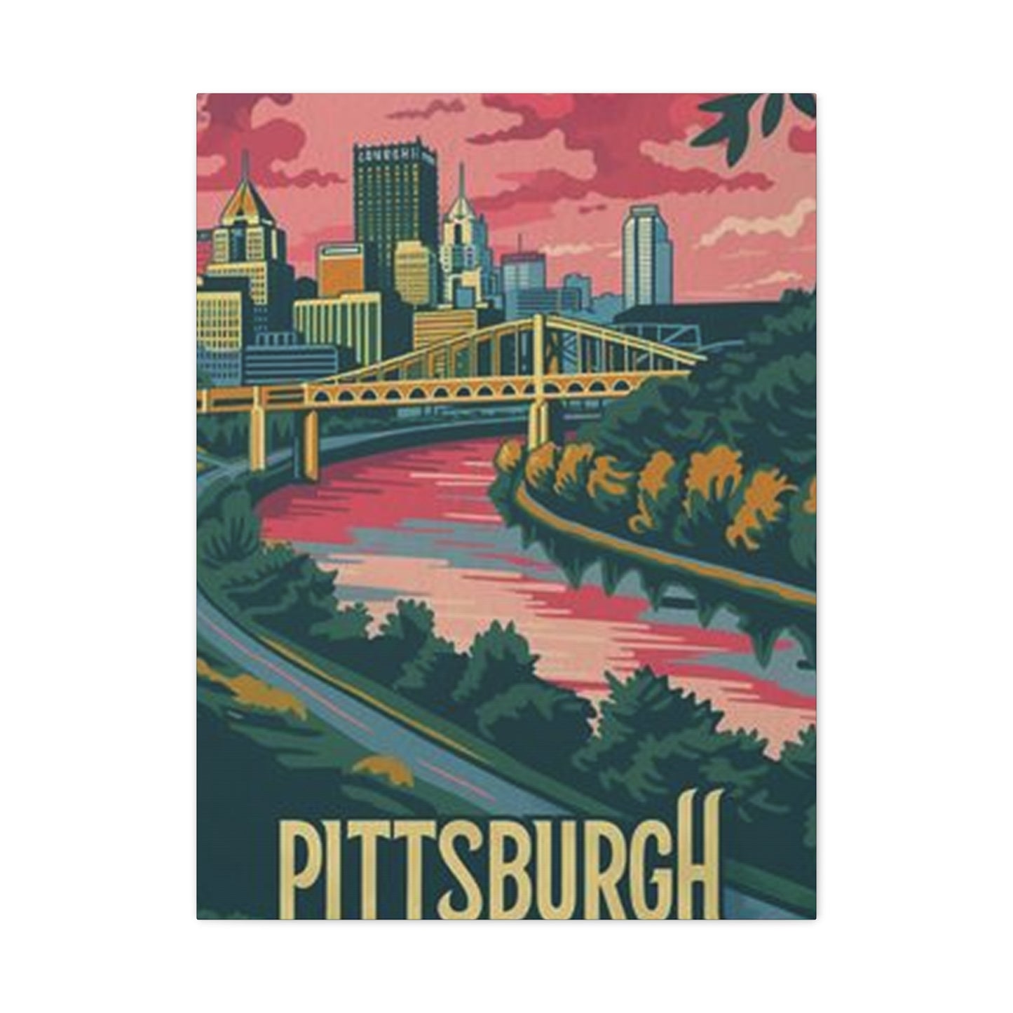 Pink Sky Pittsburgh Poster Wall Art & Canvas Prints