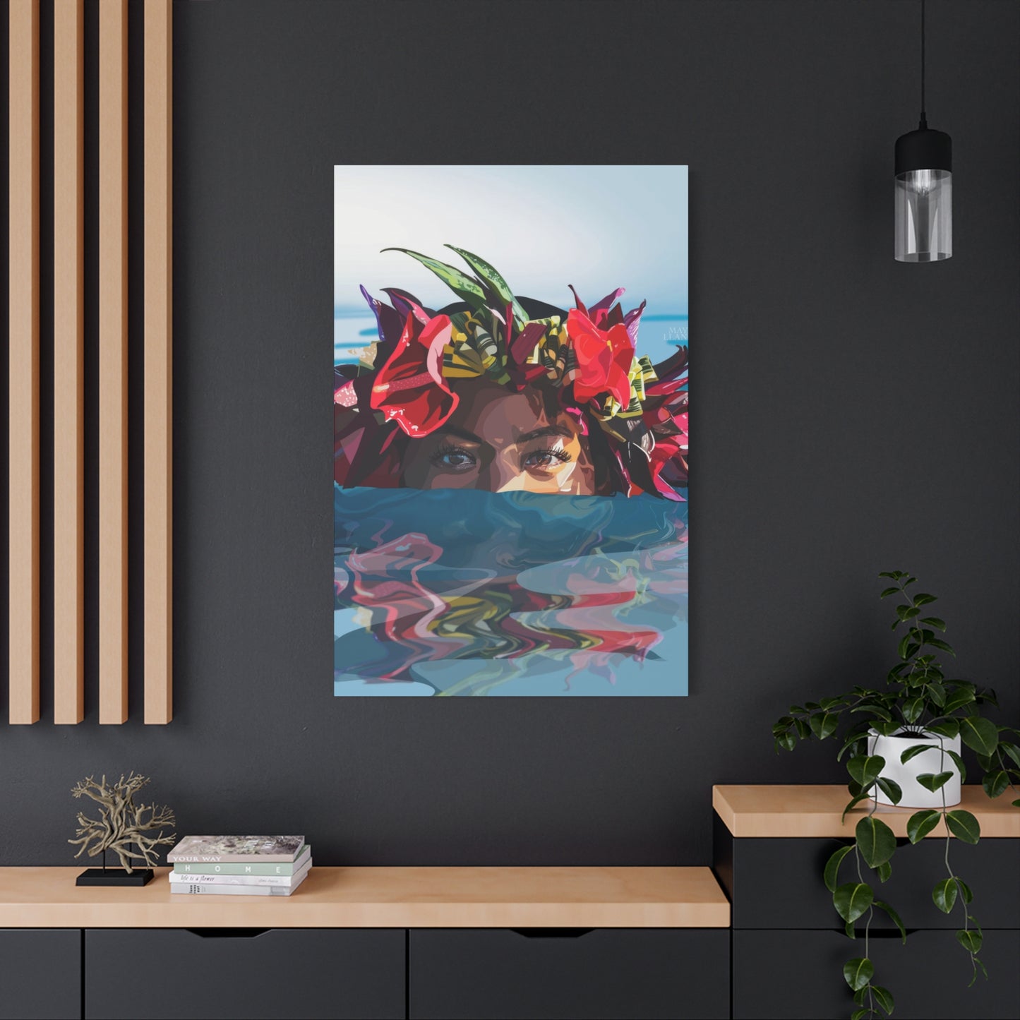 Hawaiian Girl Half Face Wall Art & Canvas Prints