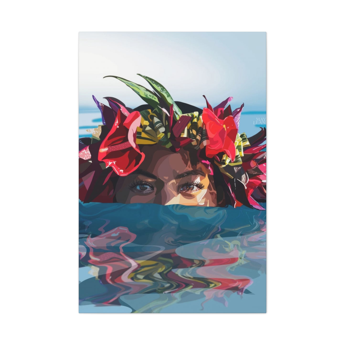 Hawaiian Girl Half Face Wall Art & Canvas Prints
