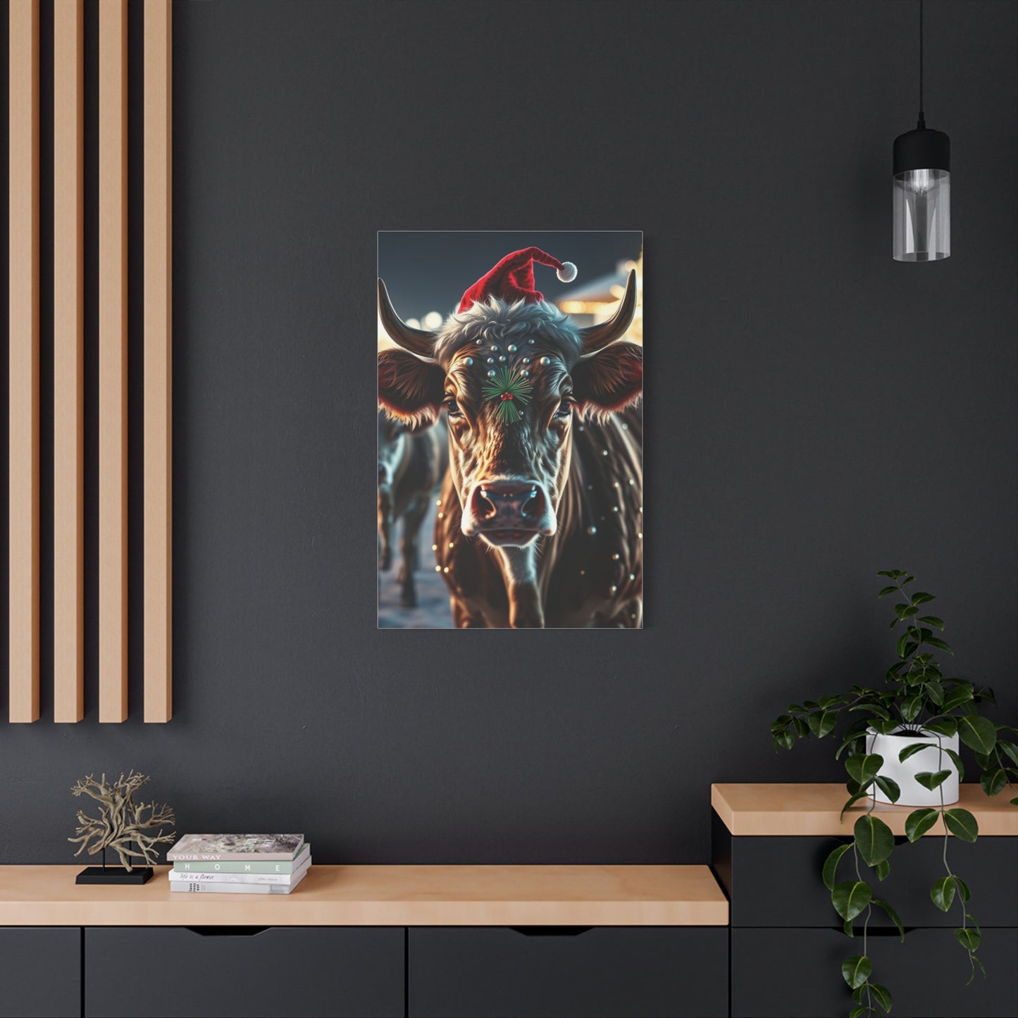Yuletide Bovine Elegance Canvas wall art & canvas print