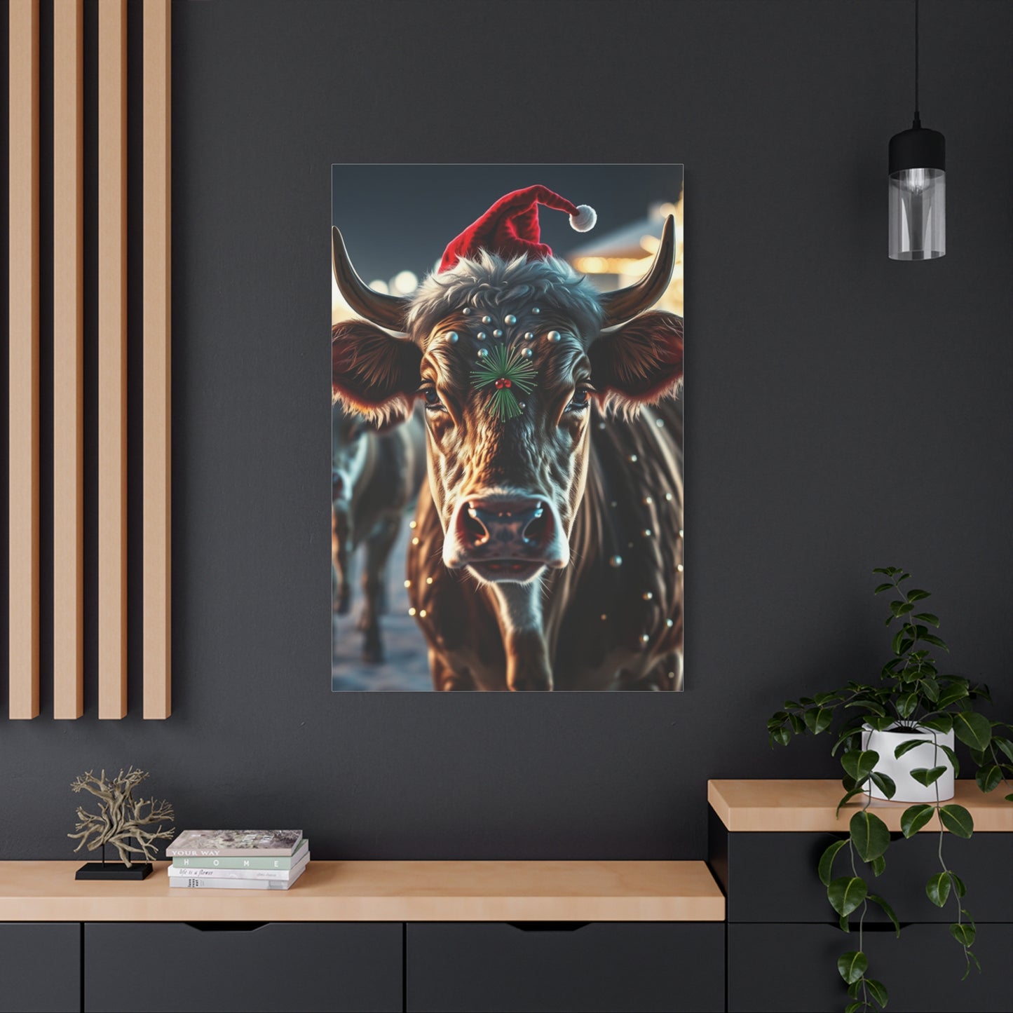 Yuletide Bovine Elegance Canvas wall art & canvas print