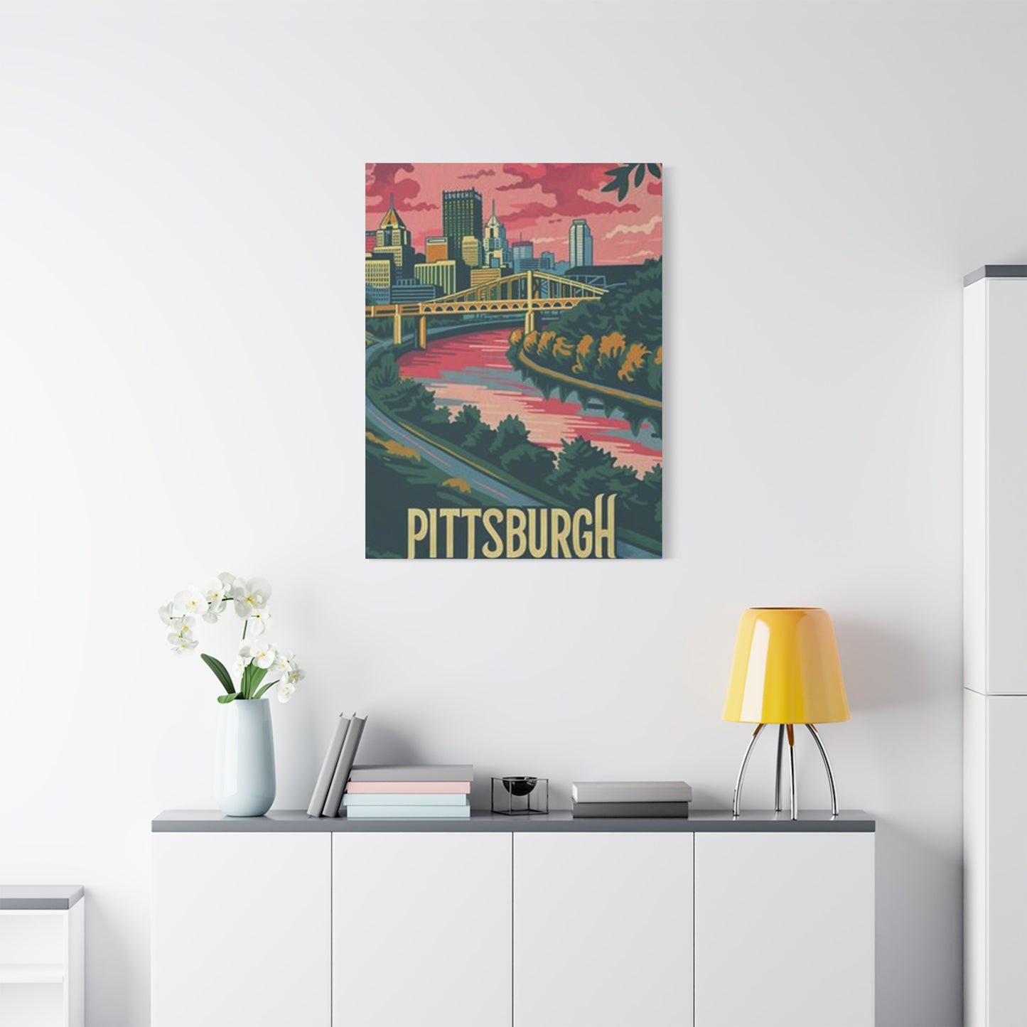 Pink Sky Pittsburgh Poster Wall Art & Canvas Prints