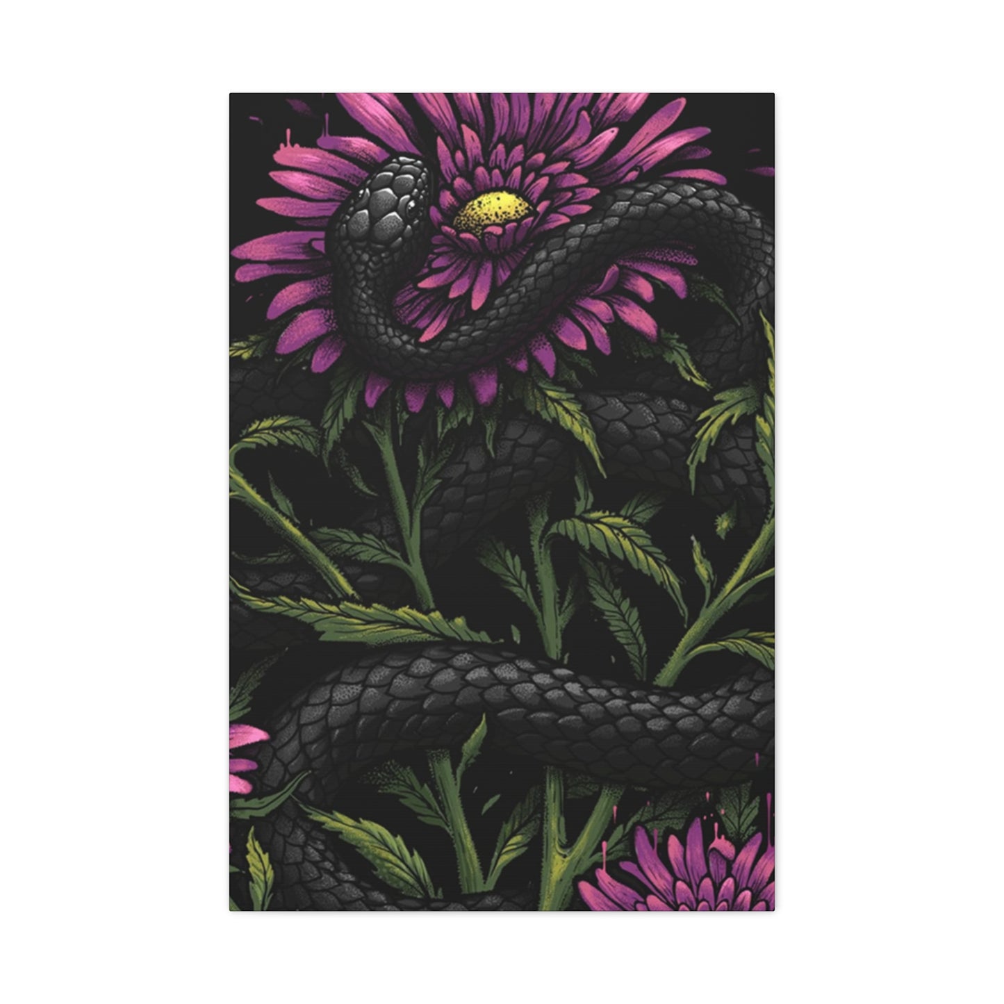 Black Snake On Flower Wall Art & Canvas Prints