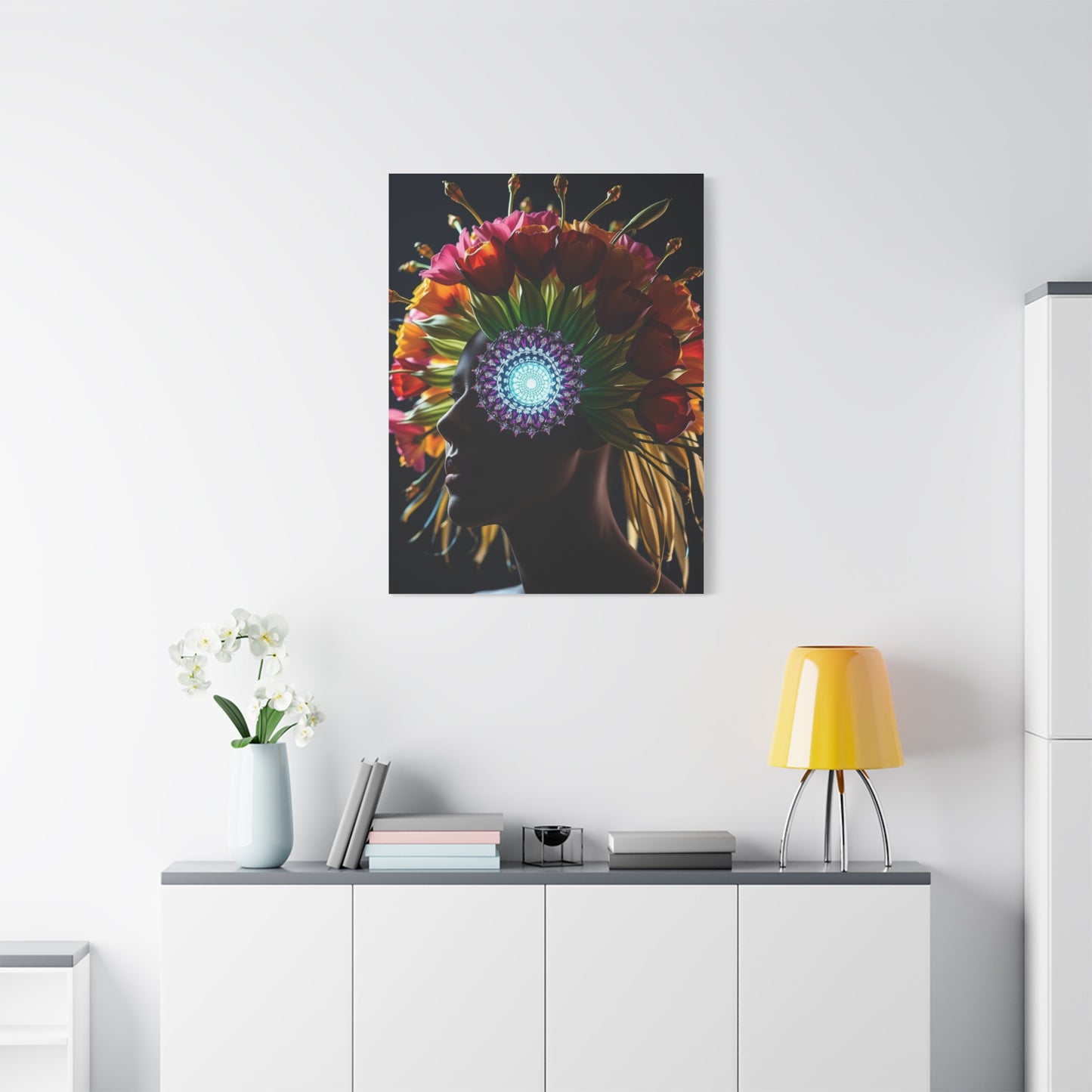 Opulent Bloom Silhouette Wall Art & Canvas Print