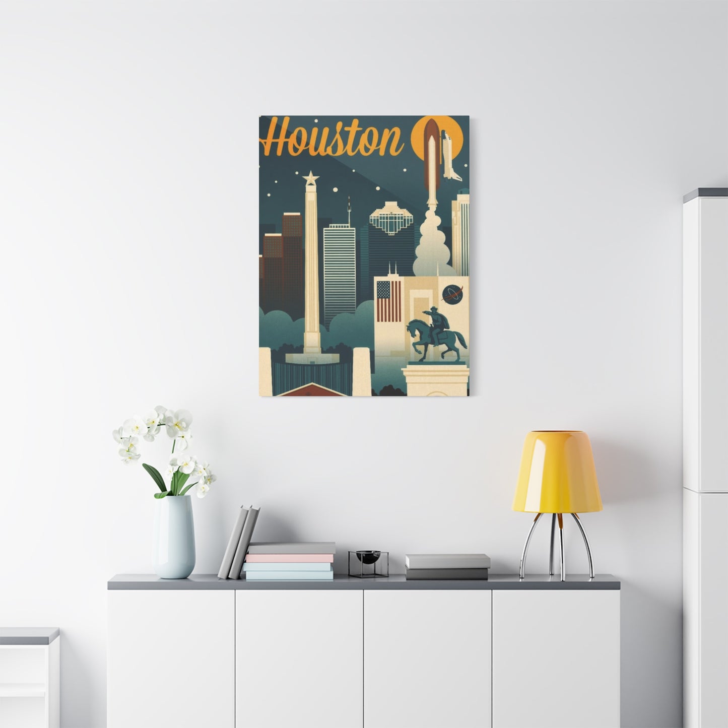 Houston Skyline Retro Wall Art & Canvas Prints