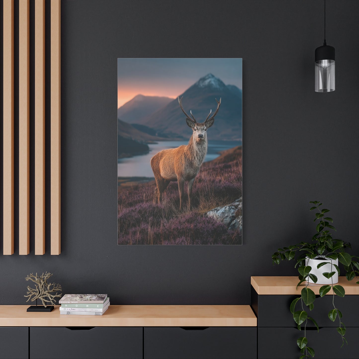 Scottish Highland Sunrise Stag Wall Art & Canvas Print