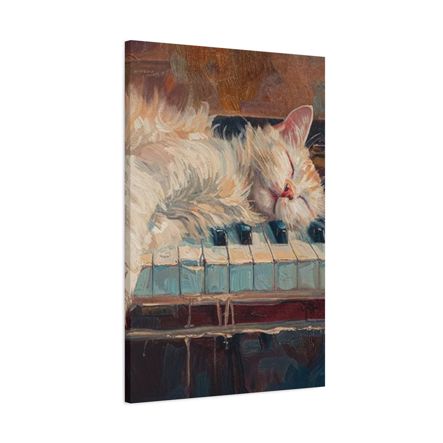 Cat Sleeping On Piano Wall Art & Canvas Prints