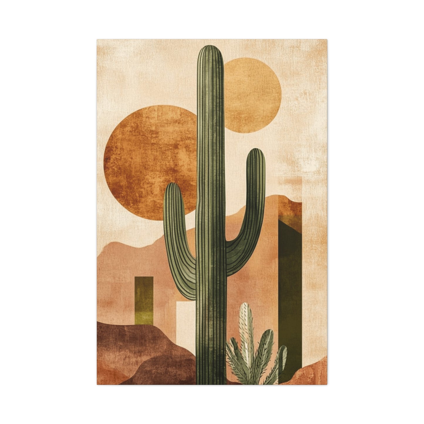Brown Cactus Painting Wall Art & Canvas Prints