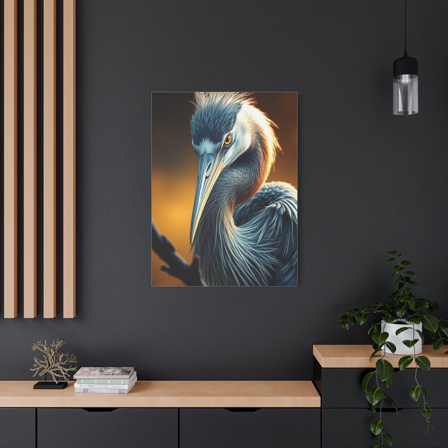 Ethereal Heron Masterpiece wall art & canvas print