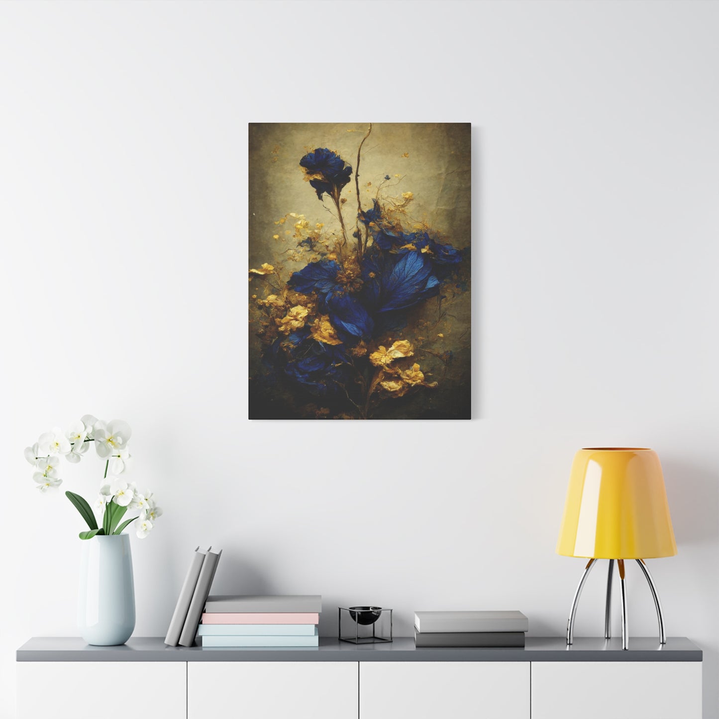 Blue and Gold Bouquet Wall Art & Canvas Prints