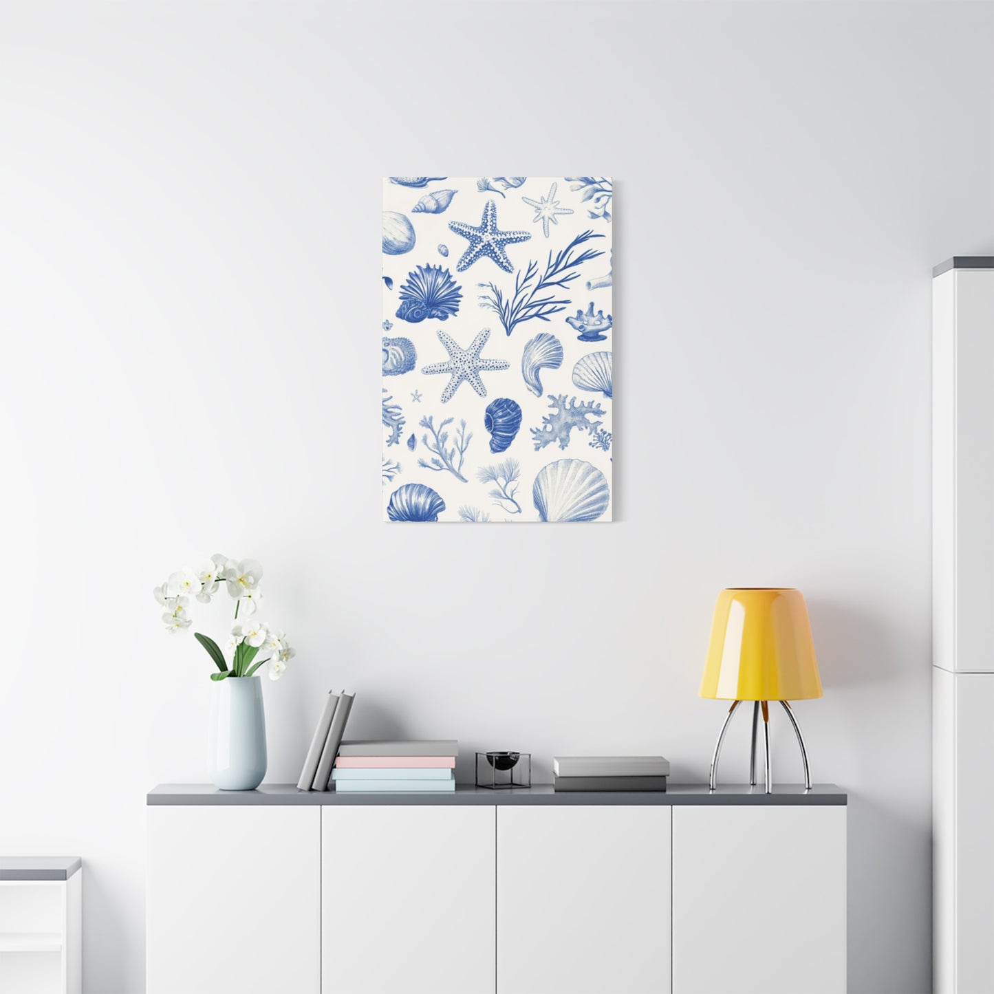 Beautiful Blue Shell Shapes Wall Art & Canvas Prints