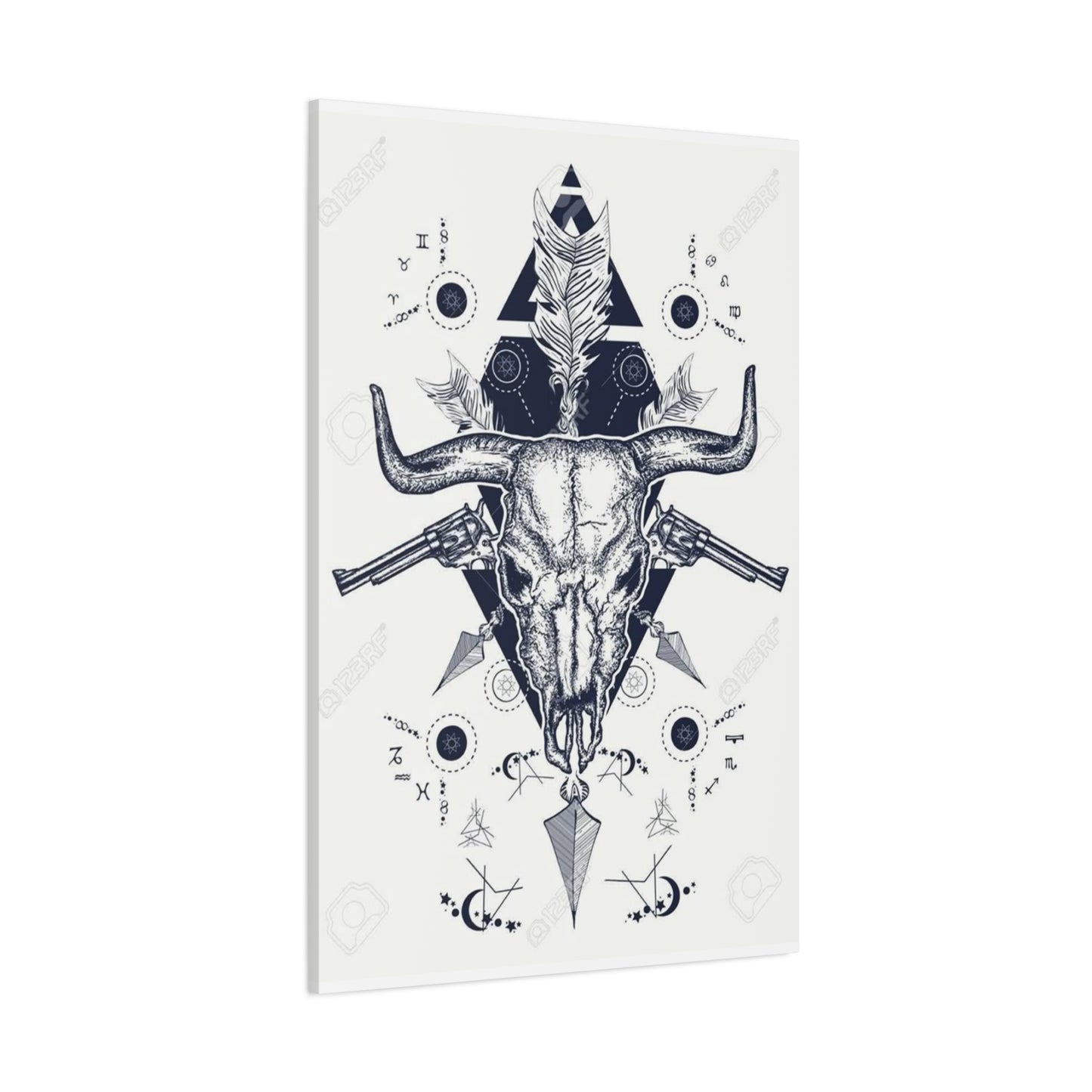 Guns And Skull Drawing Wall Art & Canvas Prints