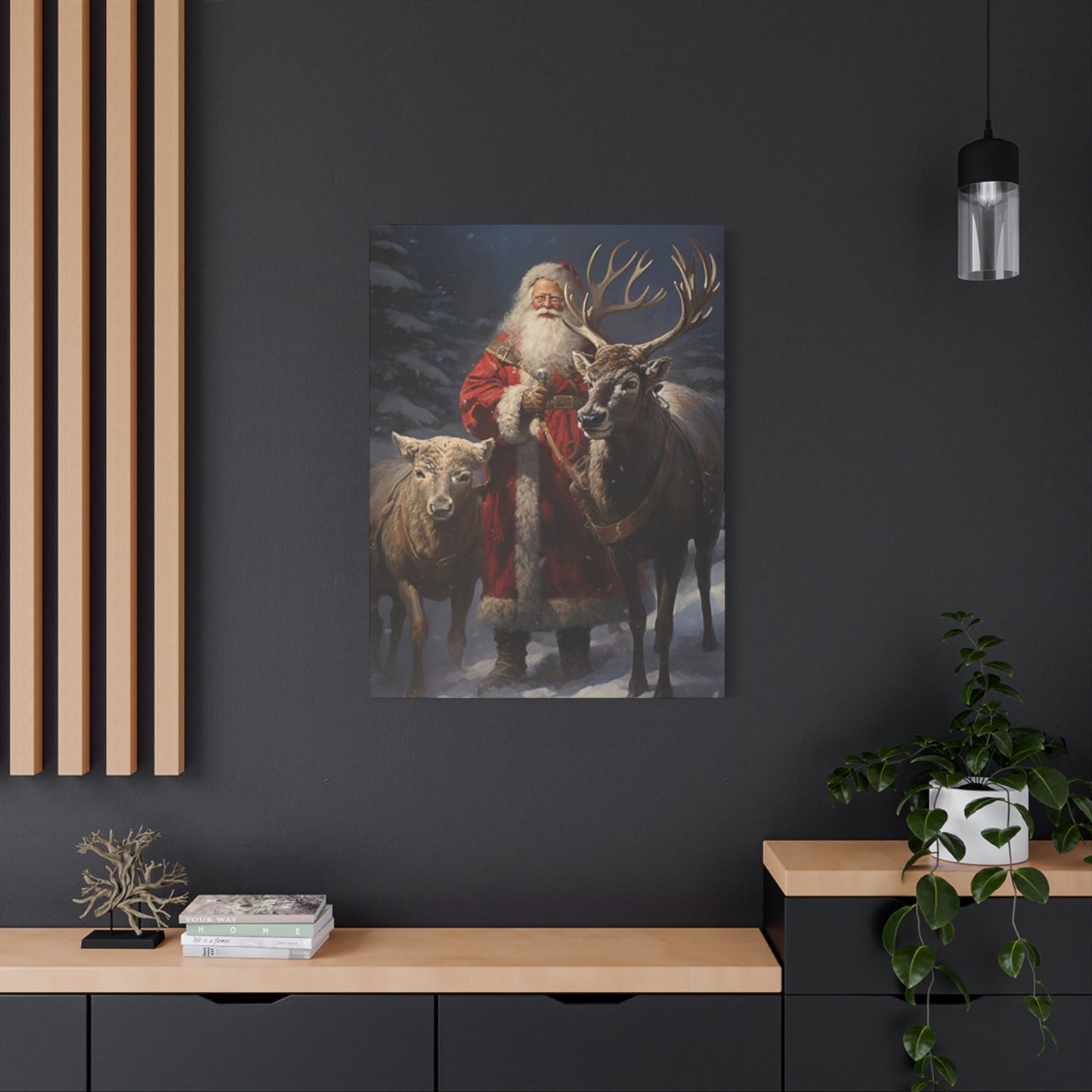 Santa Claus And Reindeer Wall Art & Canvas Prints