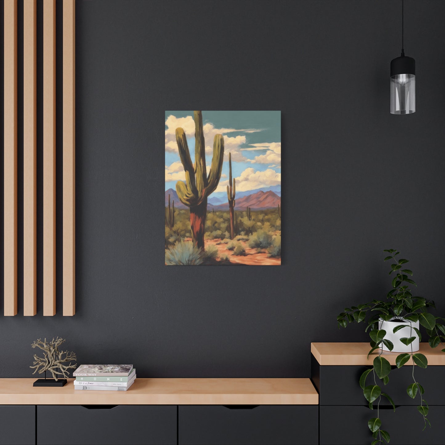 Cactus Standing in Desert Painting Wall Art & Canvas Prints