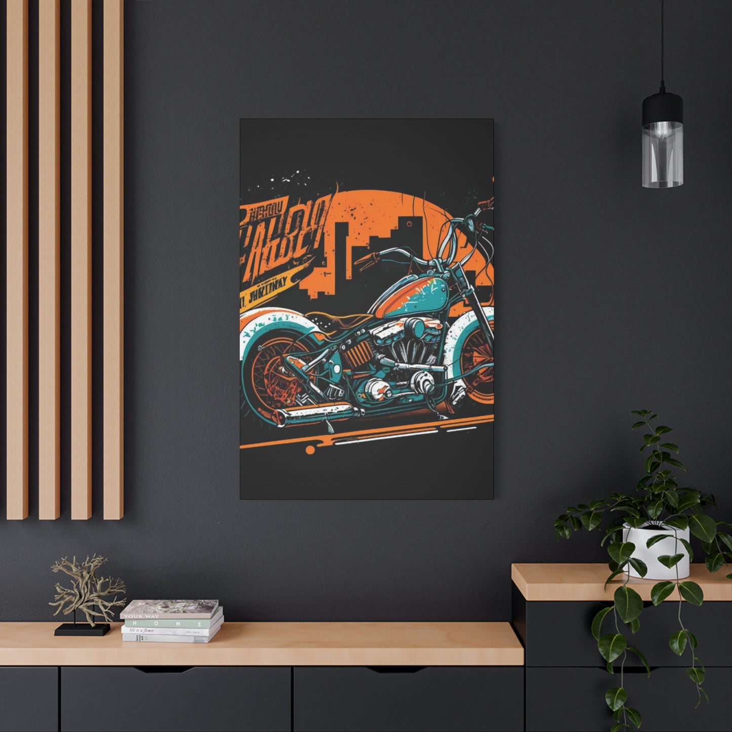 Classic Blue Painting Motorcycle Wall Art & Canvas Prints