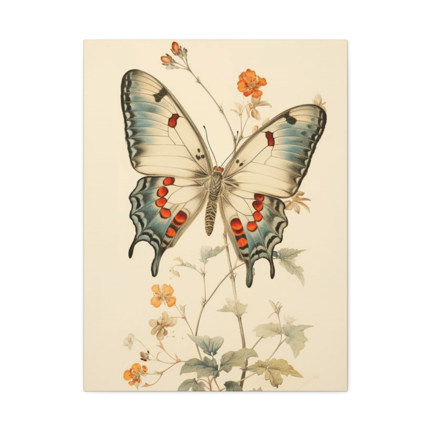 Big Butterfly on Flower Painting Wall Art & Canvas Prints