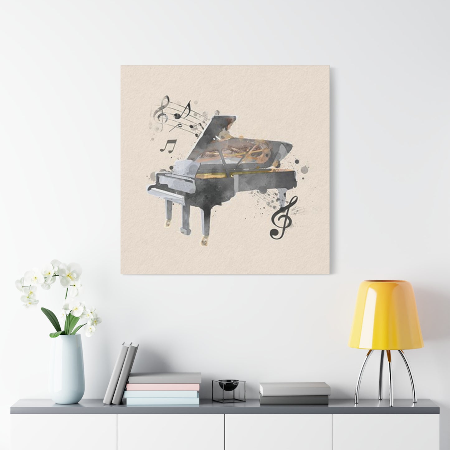 Grey Piano Painting Wall Art & Canvas Prints