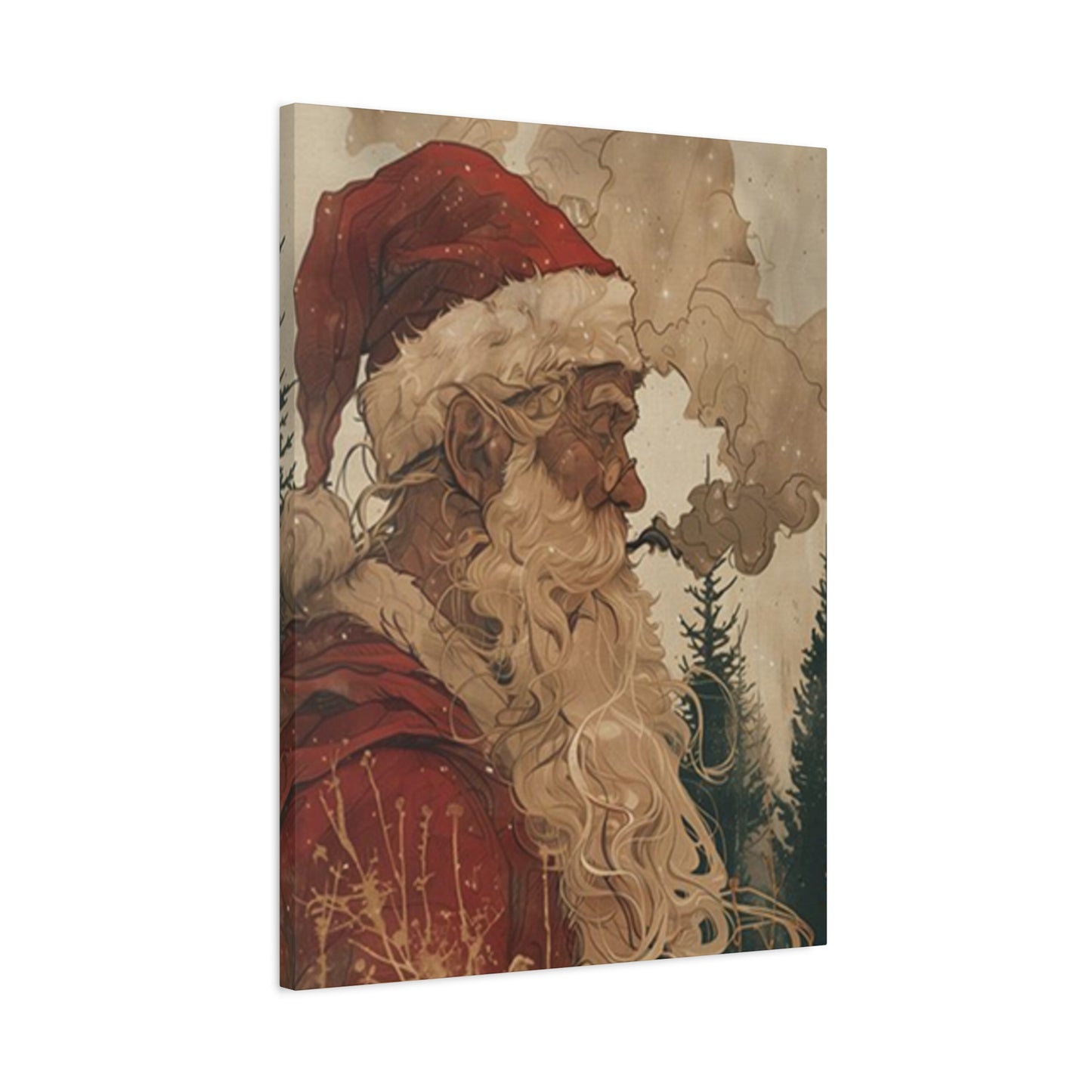 Santa Claus Smoking Painting Wall Art & Canvas Prints