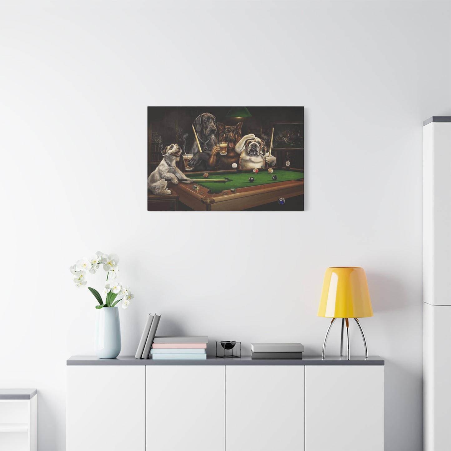 Dogs at Snooker Table Wall Art & Canvas Prints