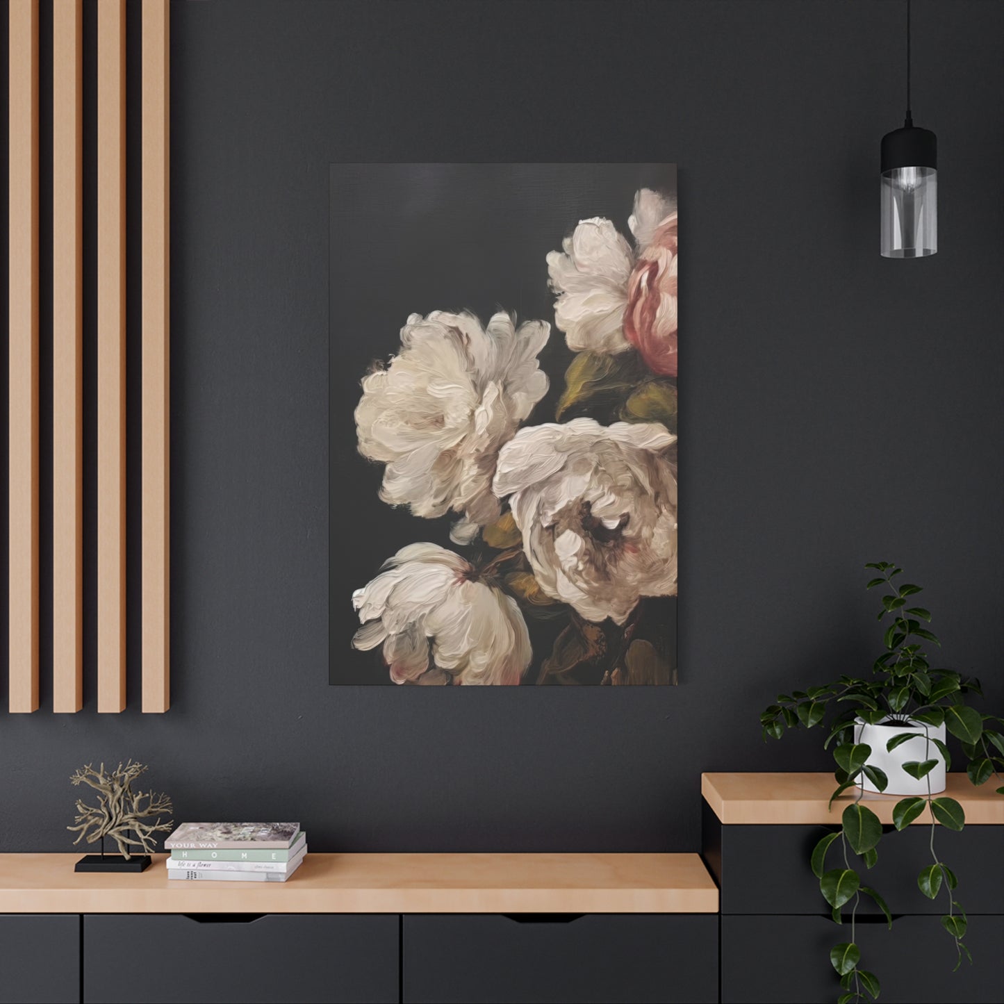 White Flower Dark Wall Art & Canvas Prints