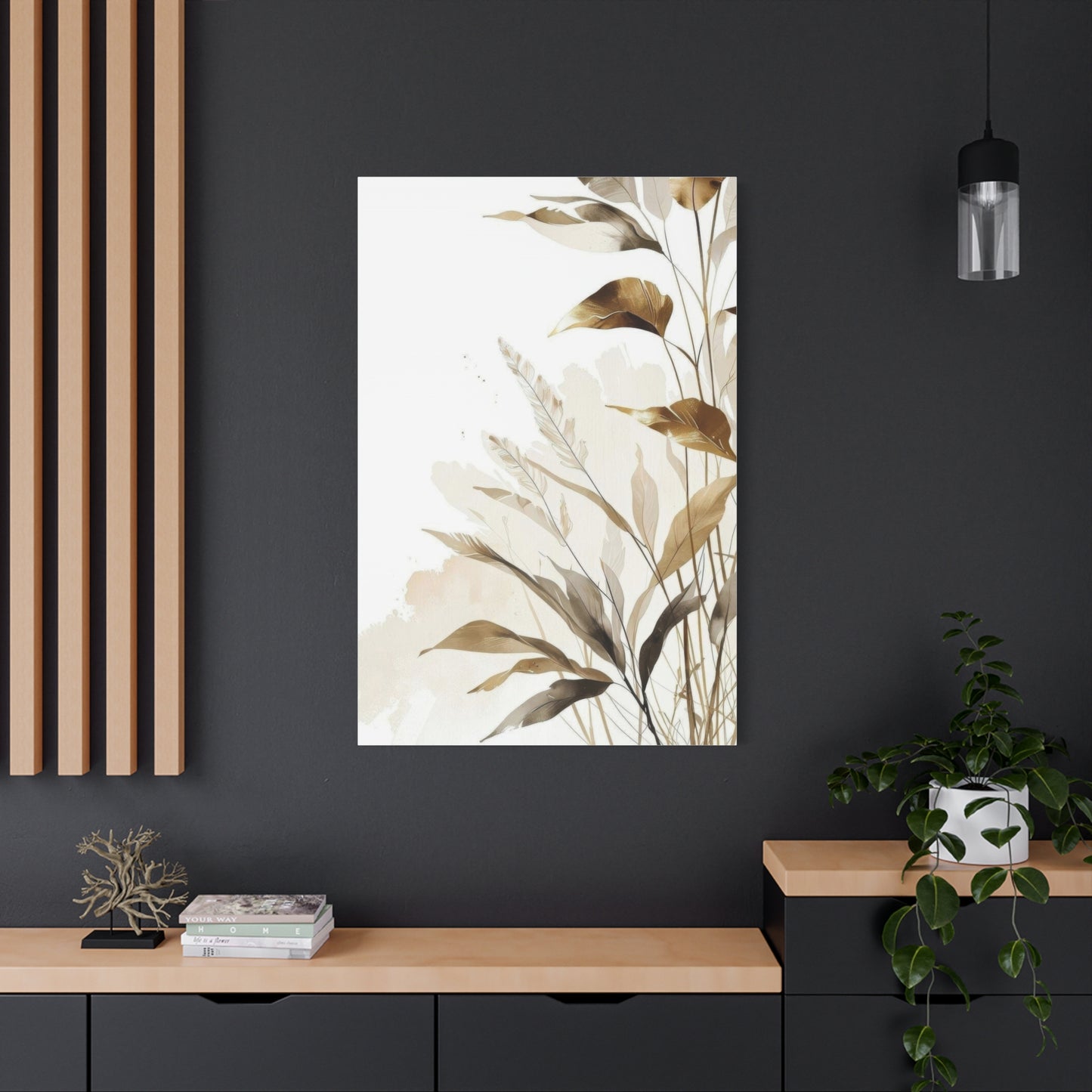Golden Leaves and Feathers Wall Art & Canvas Prints