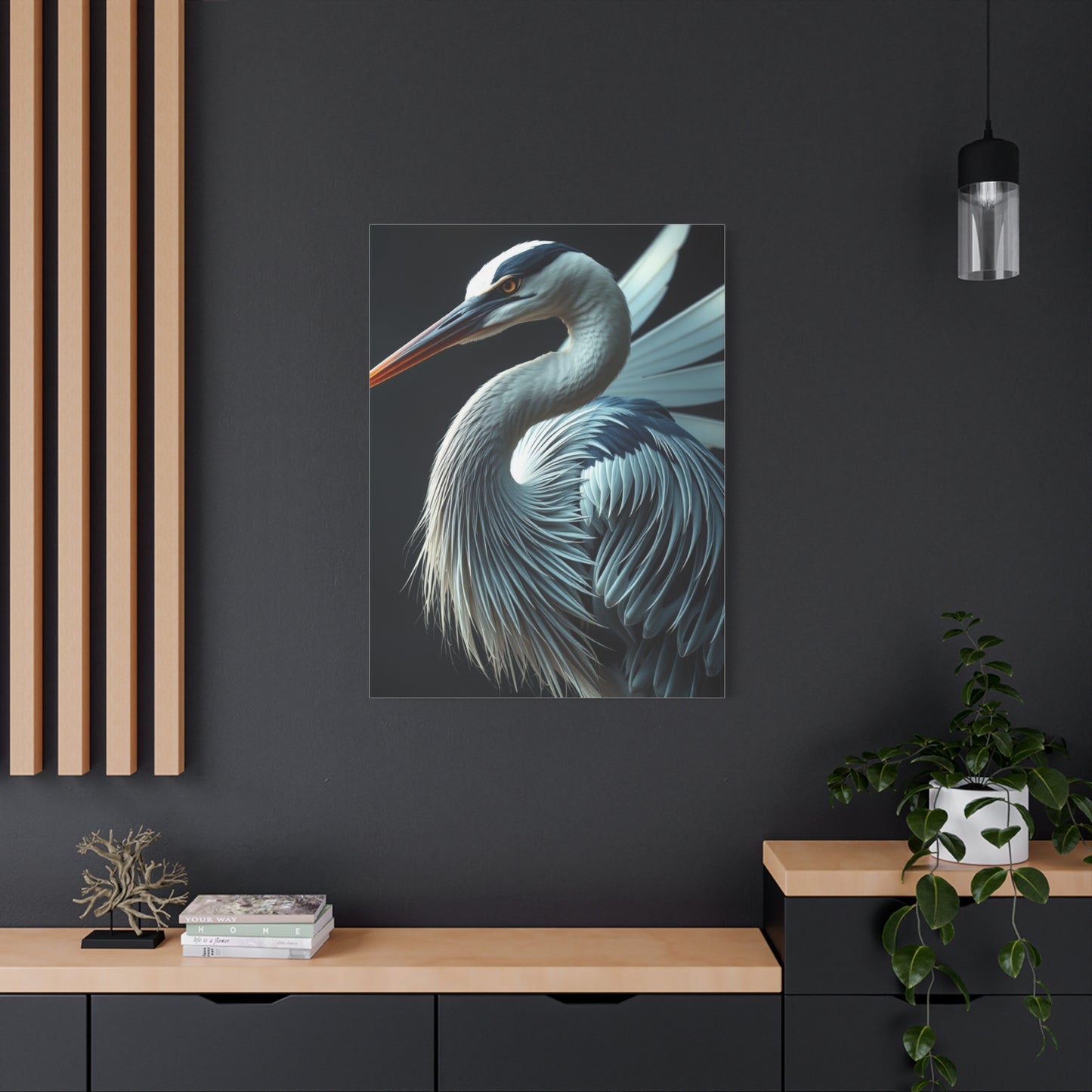 Opulent Heron Tableau wall art & canvas print