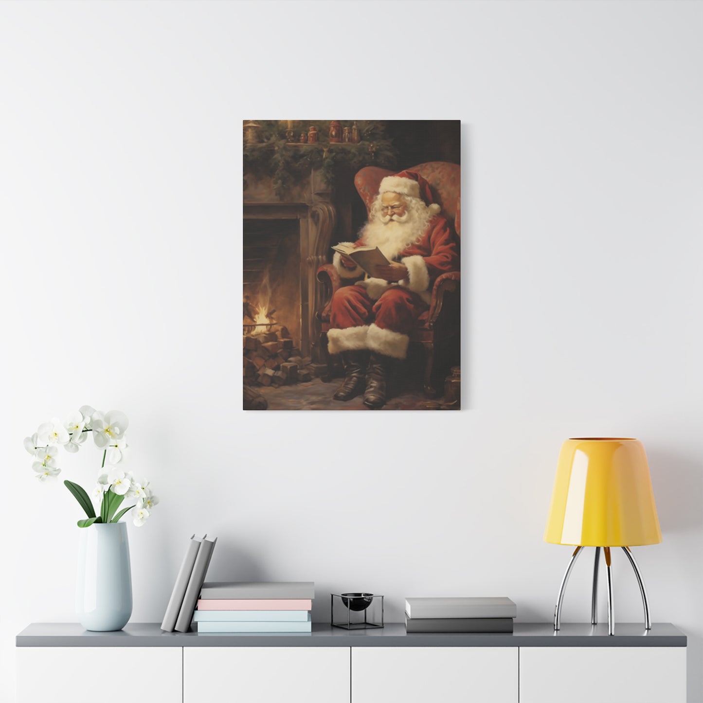 Santa Claus Reading A Book Wall Art & Canvas Prints