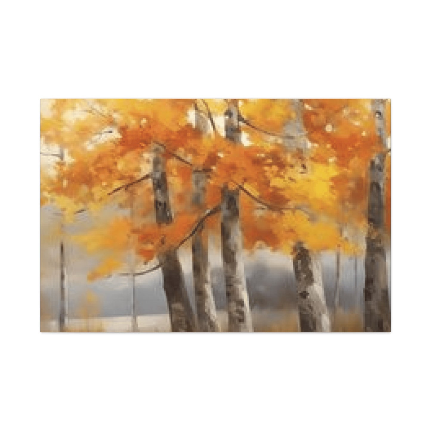 Orange Birch Trees Painting Wall Art & Canvas Prints