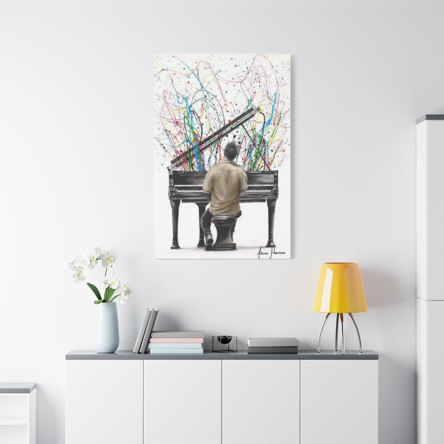 Artist Playing Piano Painting Wall Art & Canvas Prints
