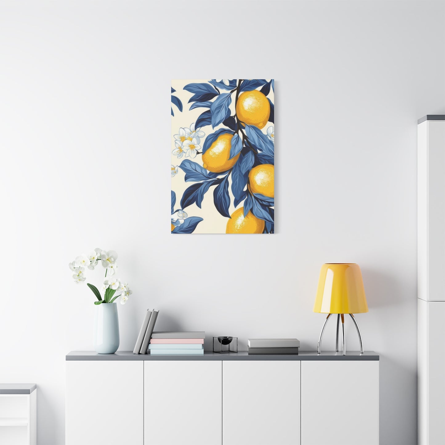 Lemon Blue Leaves Wall Art & Canvas Prints
