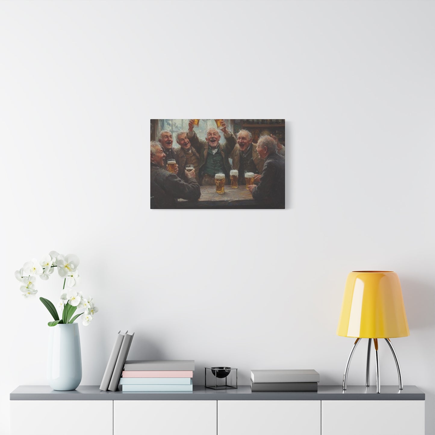 Old People Enjoying Drinks Painting Wall Art & Canvas Prints