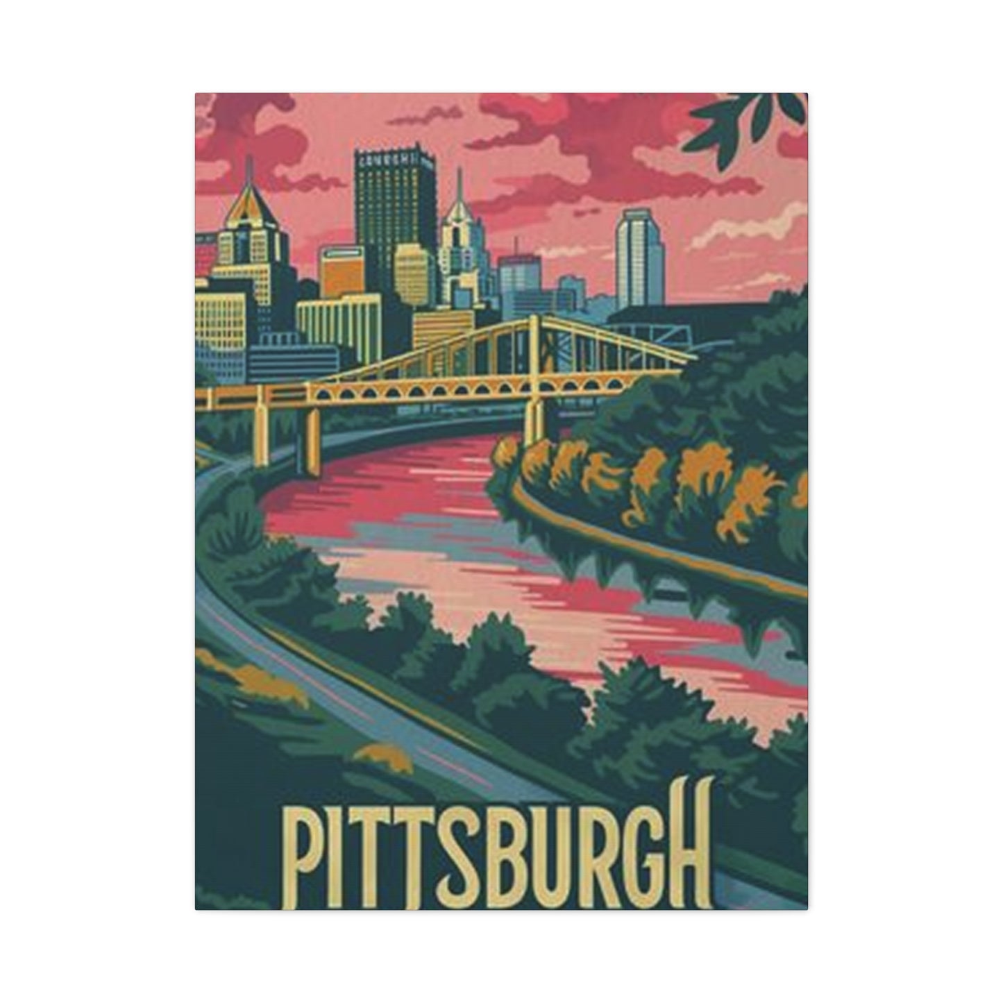Pink Sky Pittsburgh Poster Wall Art & Canvas Prints