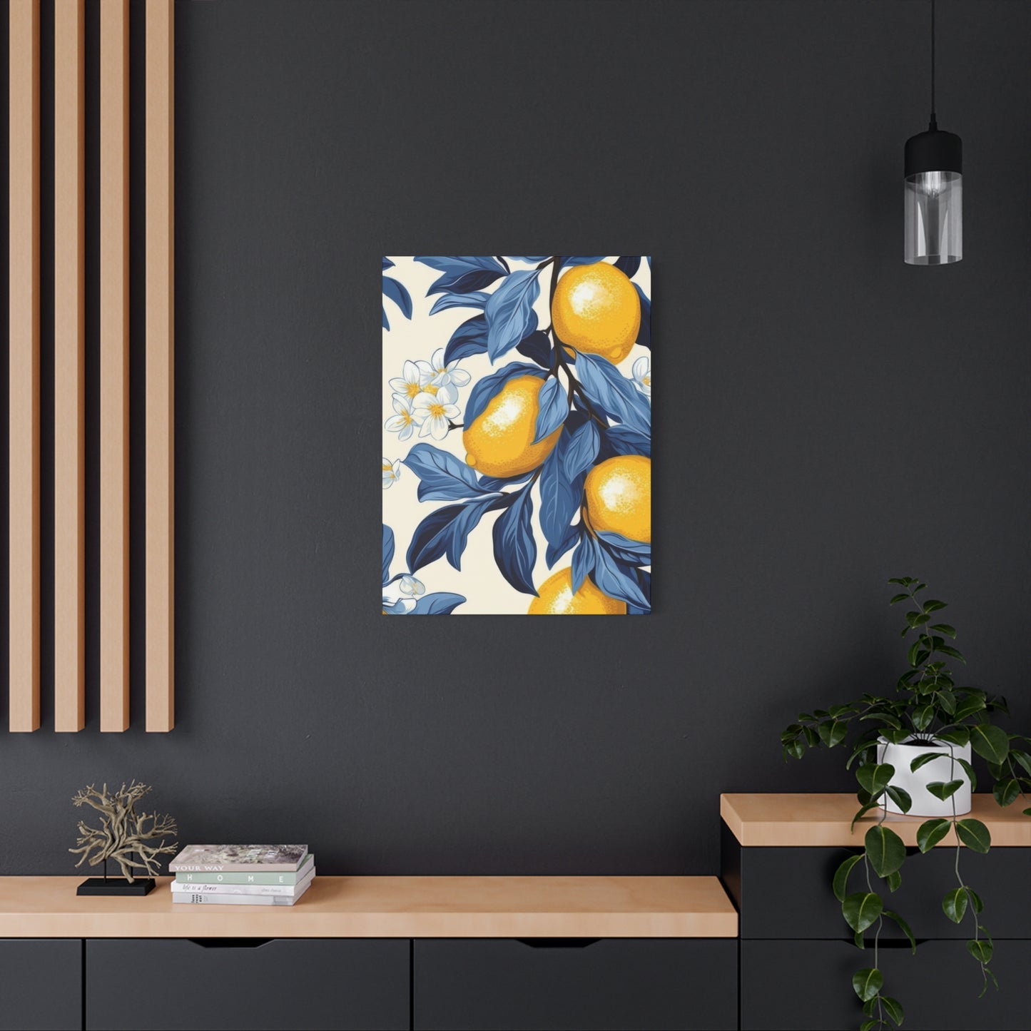 Lemon Blue Leaves Wall Art & Canvas Prints