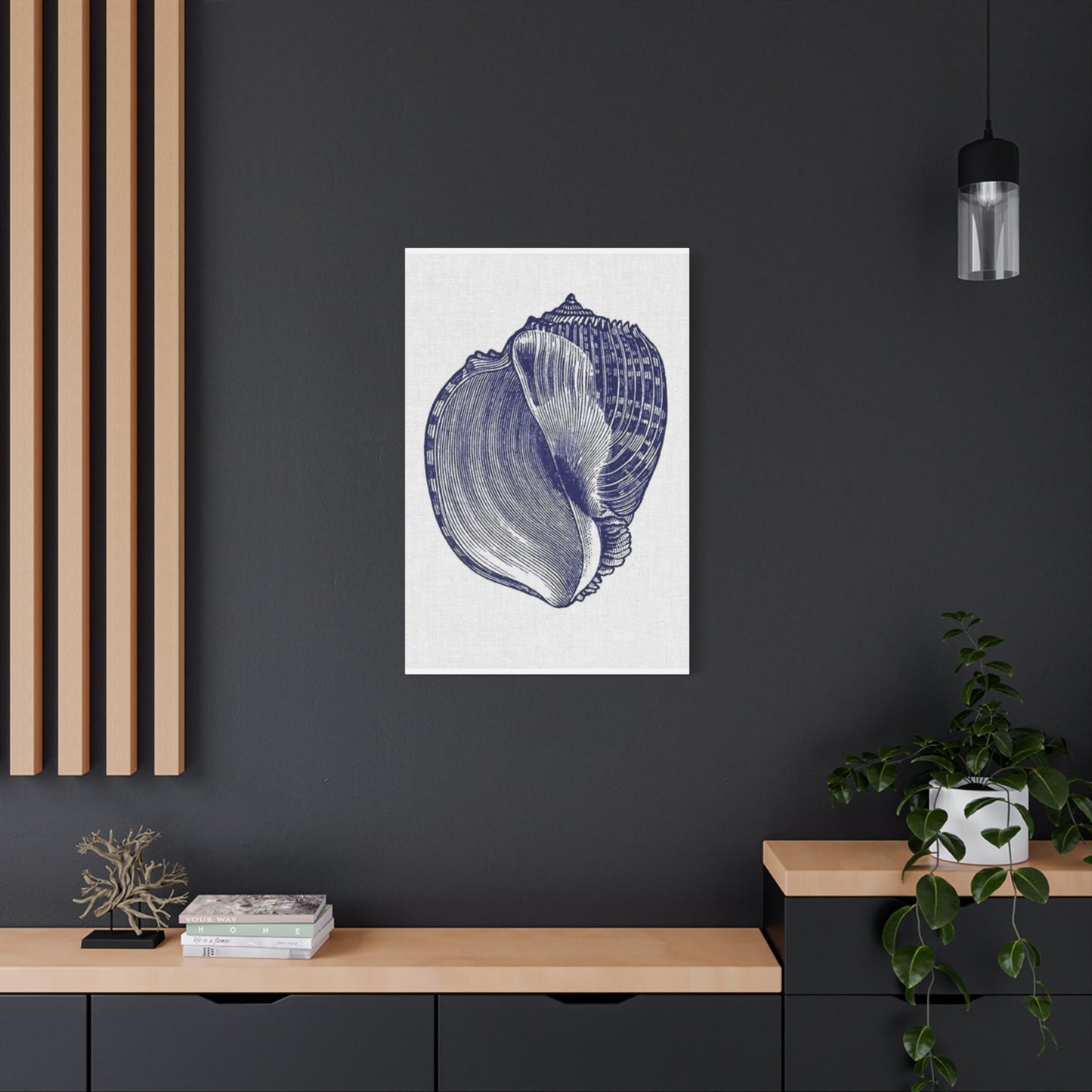 Beautiful Blue Shell Shape Drawing Wall Art & Canvas Prints