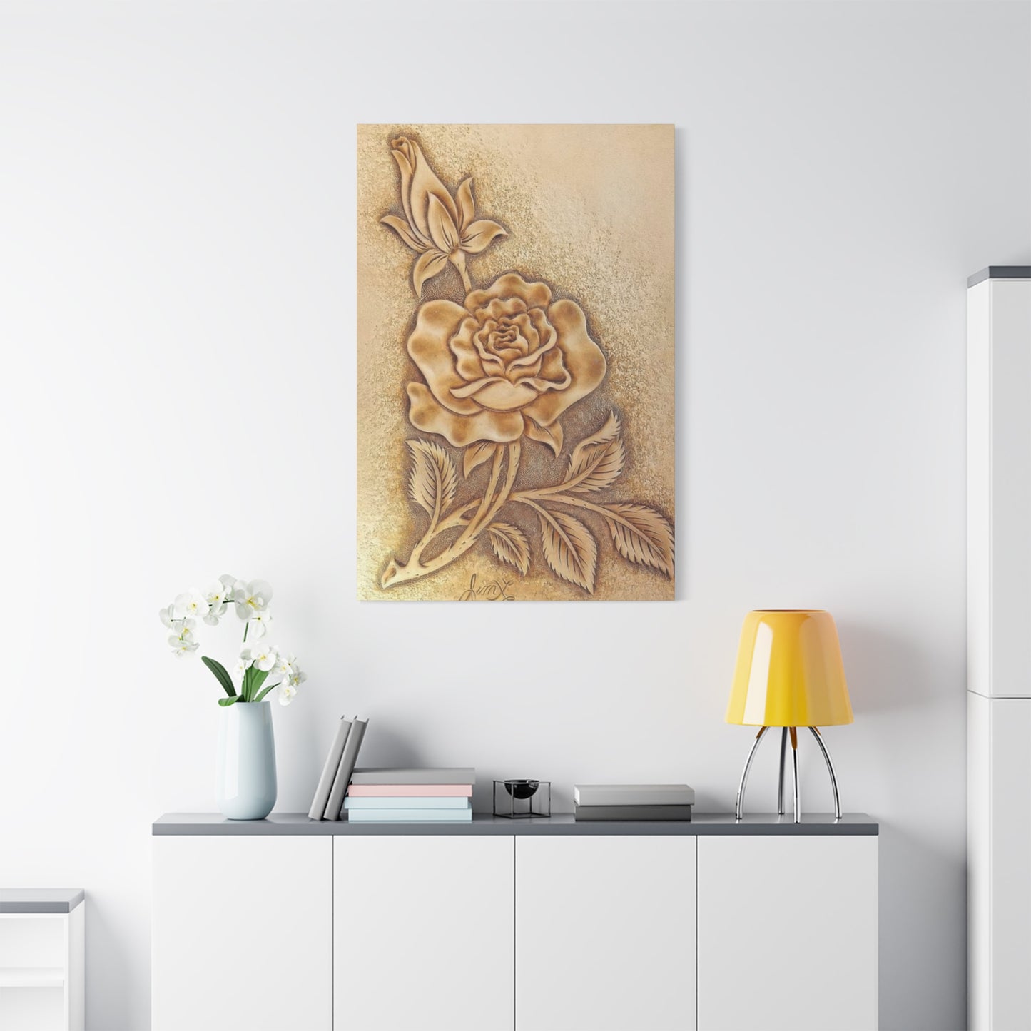 Rose Flower Leather Pattern Wall Art & Canvas Prints