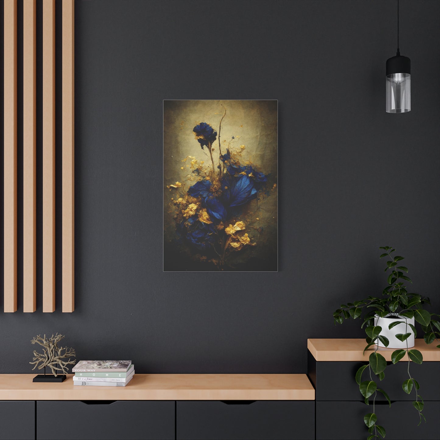 Blue and Gold Bouquet Wall Art & Canvas Prints