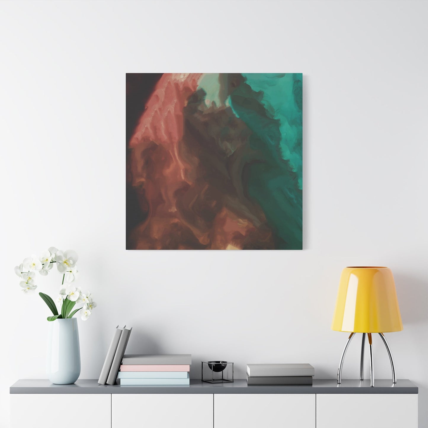 Abstract Teal & Orange Painting Wall Art & Canvas Prints