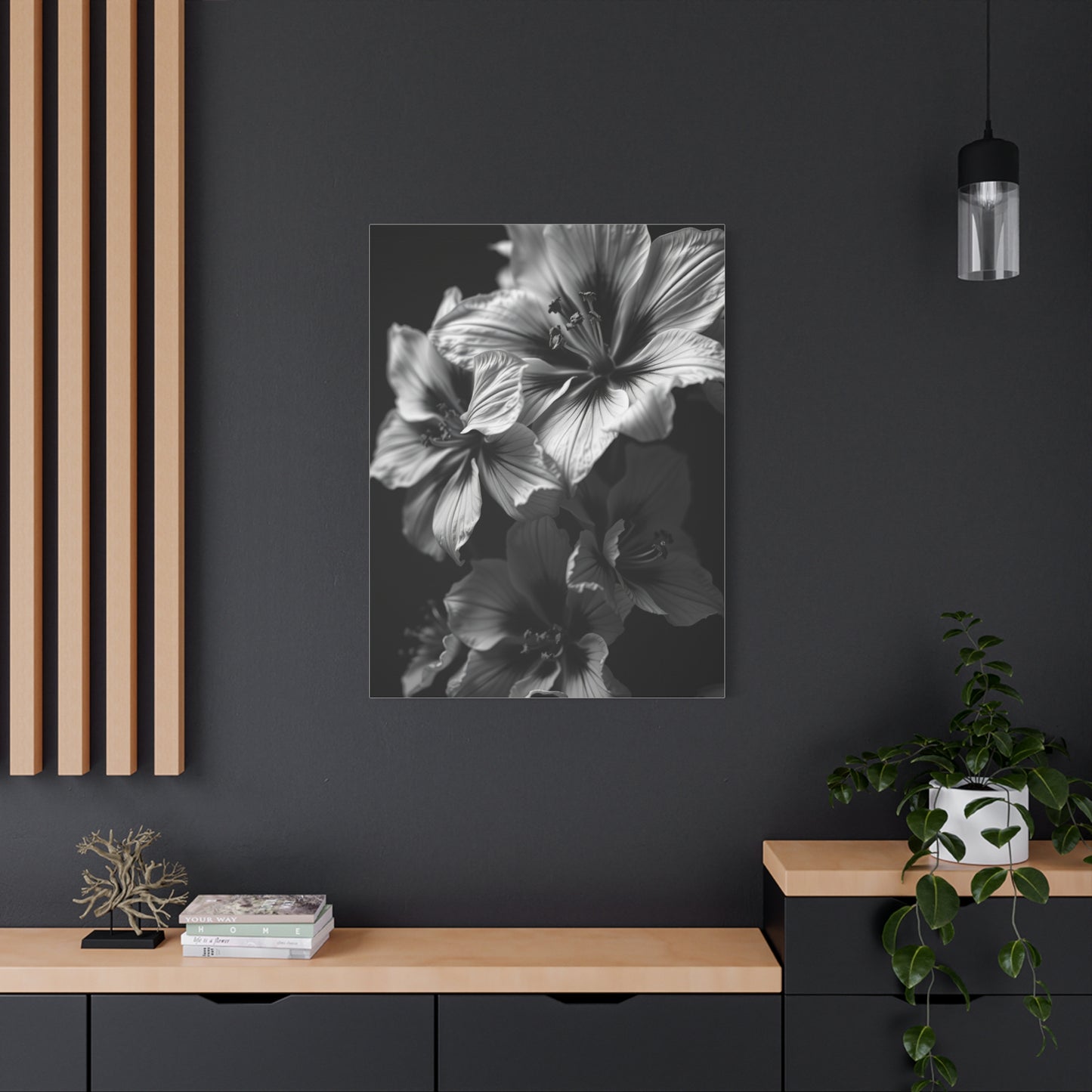 Noir & Blanc Floral Symphony Wall Art & Canvas Print