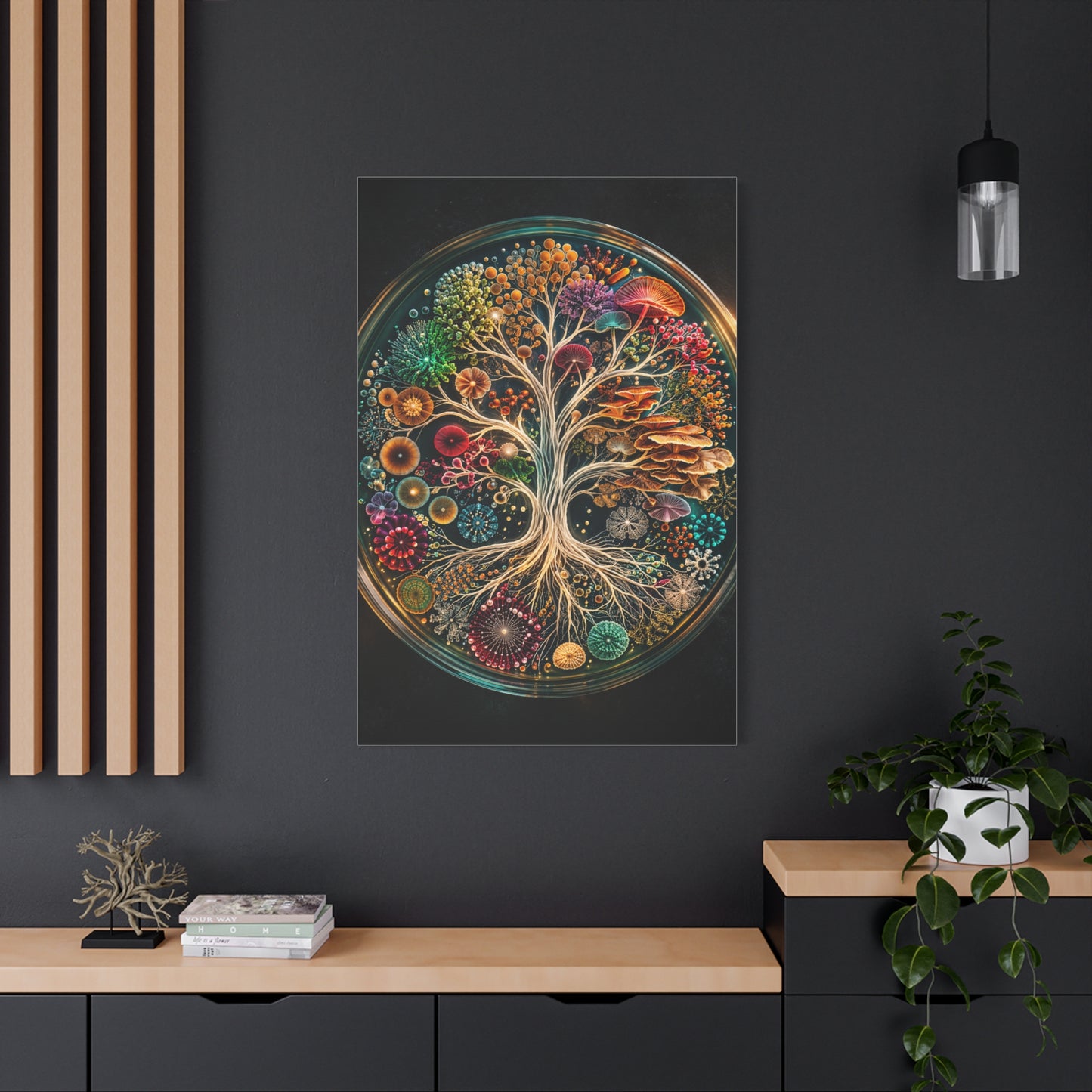 Luminous Bio-Art Fungal Tree Petri Study Wall Art & Canvas Print