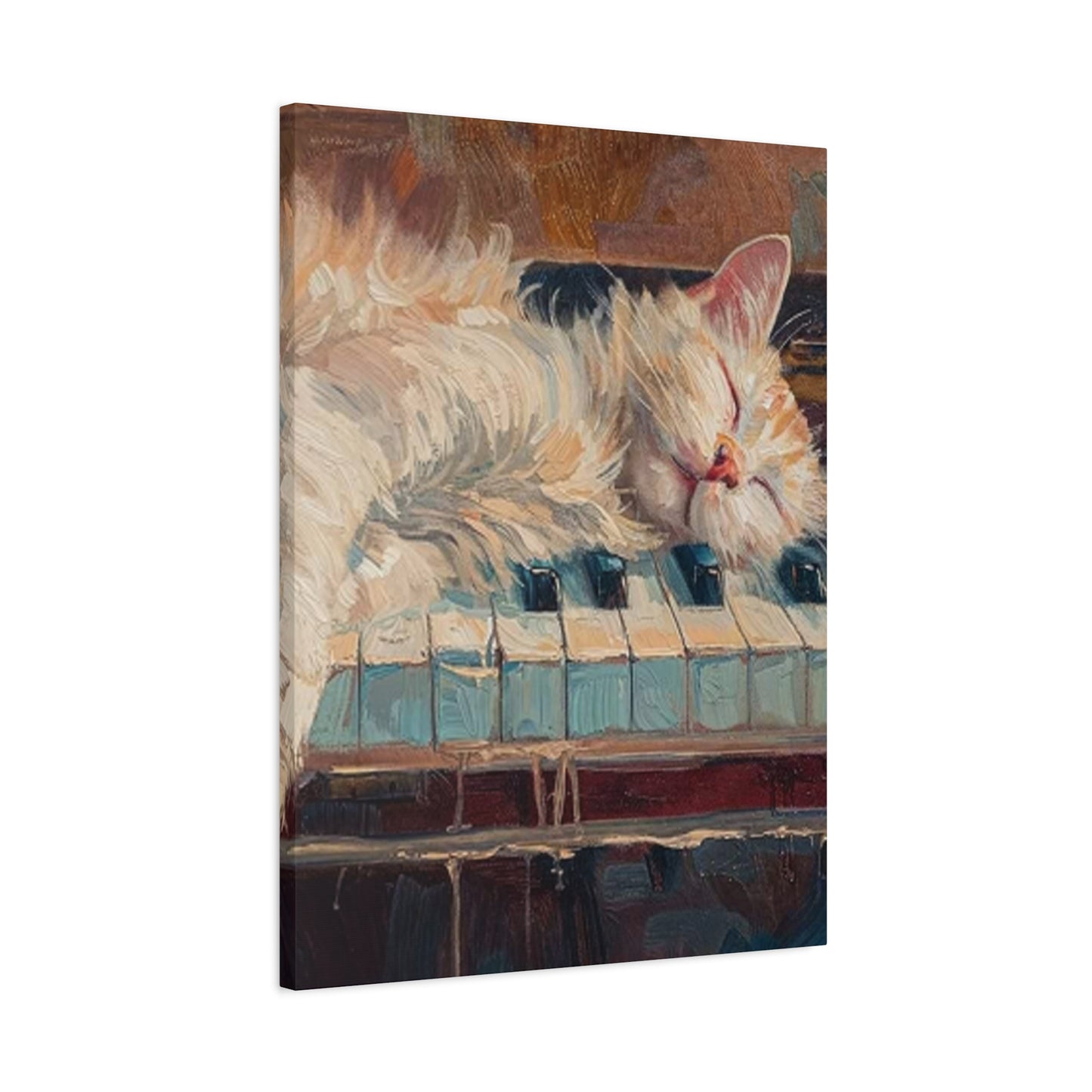 Cat Sleeping On Piano Wall Art & Canvas Prints