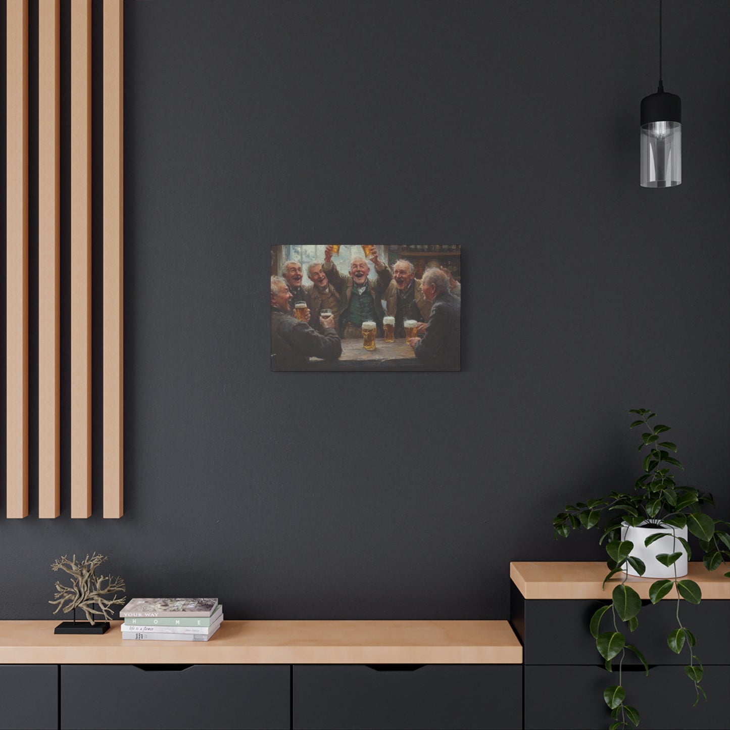 Old People Enjoying Drinks Painting Wall Art & Canvas Prints