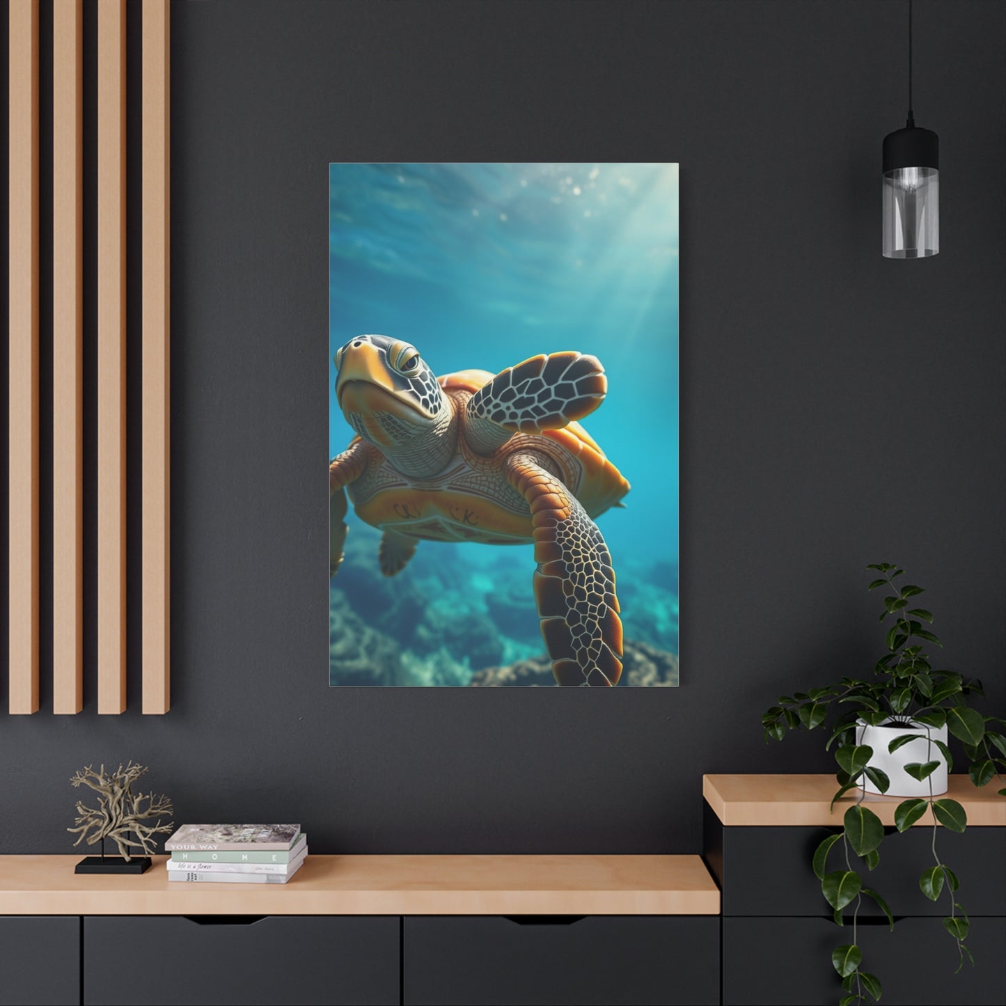 Azure Tortoise Masterpiece Wall Art & Canvas Print