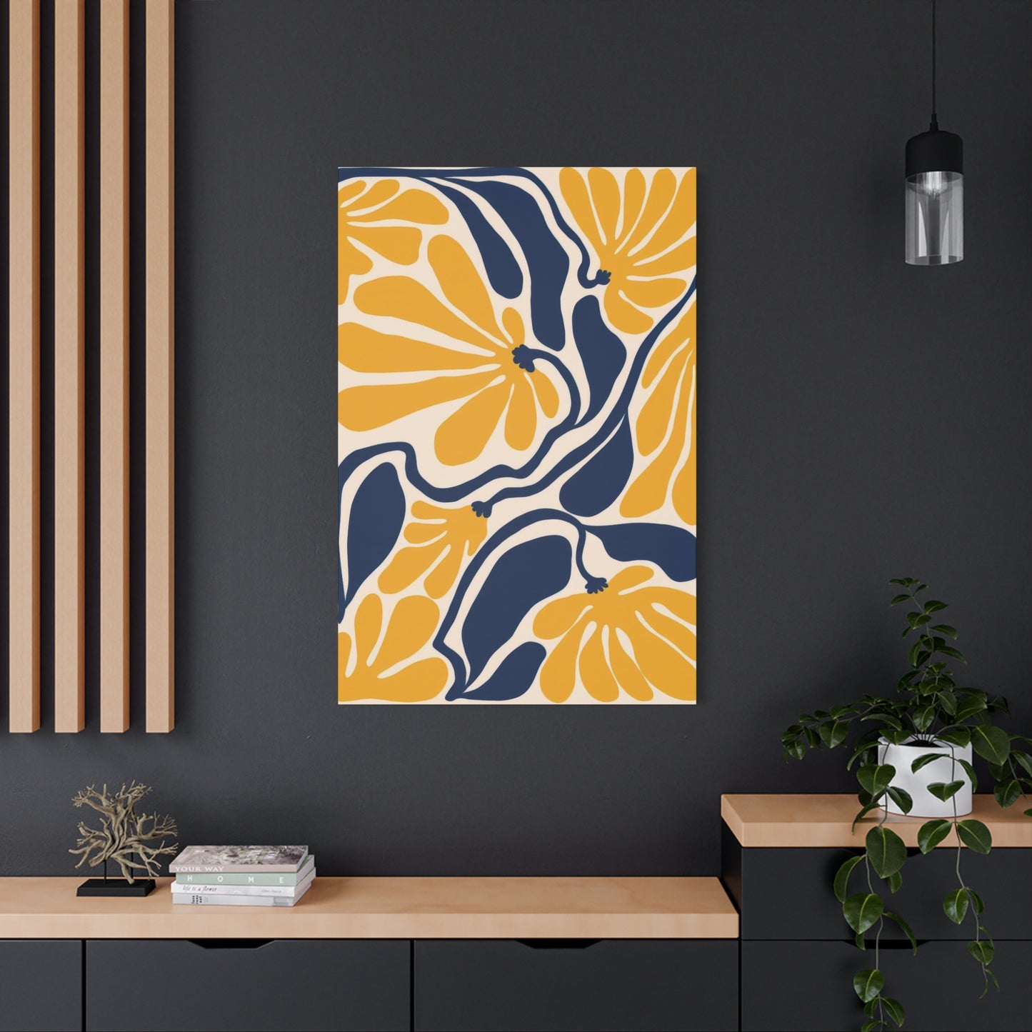 Blue Yellow Flower Abstract Colorful Wall Art & Canvas Prints